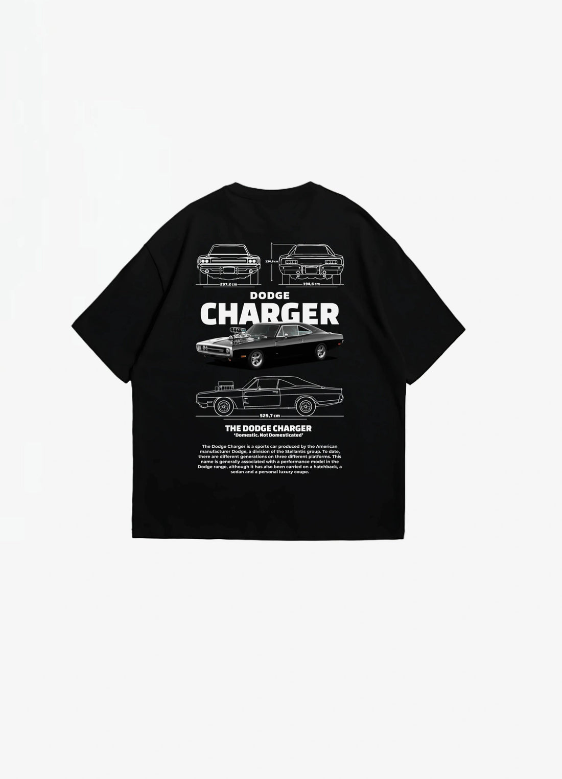 Dodge Charger Oversized T-shirt Black - Strells
