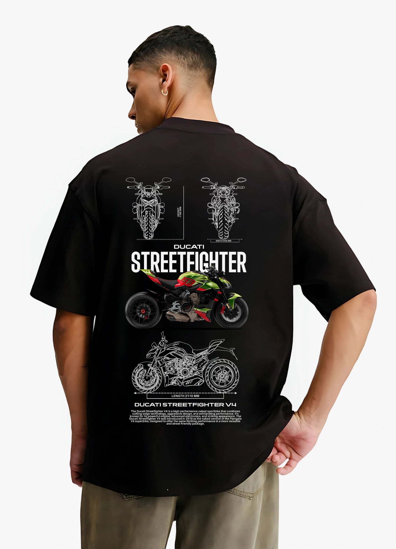 Ducati Streetfighter V4 Bike Oversized T-shirt - Strells