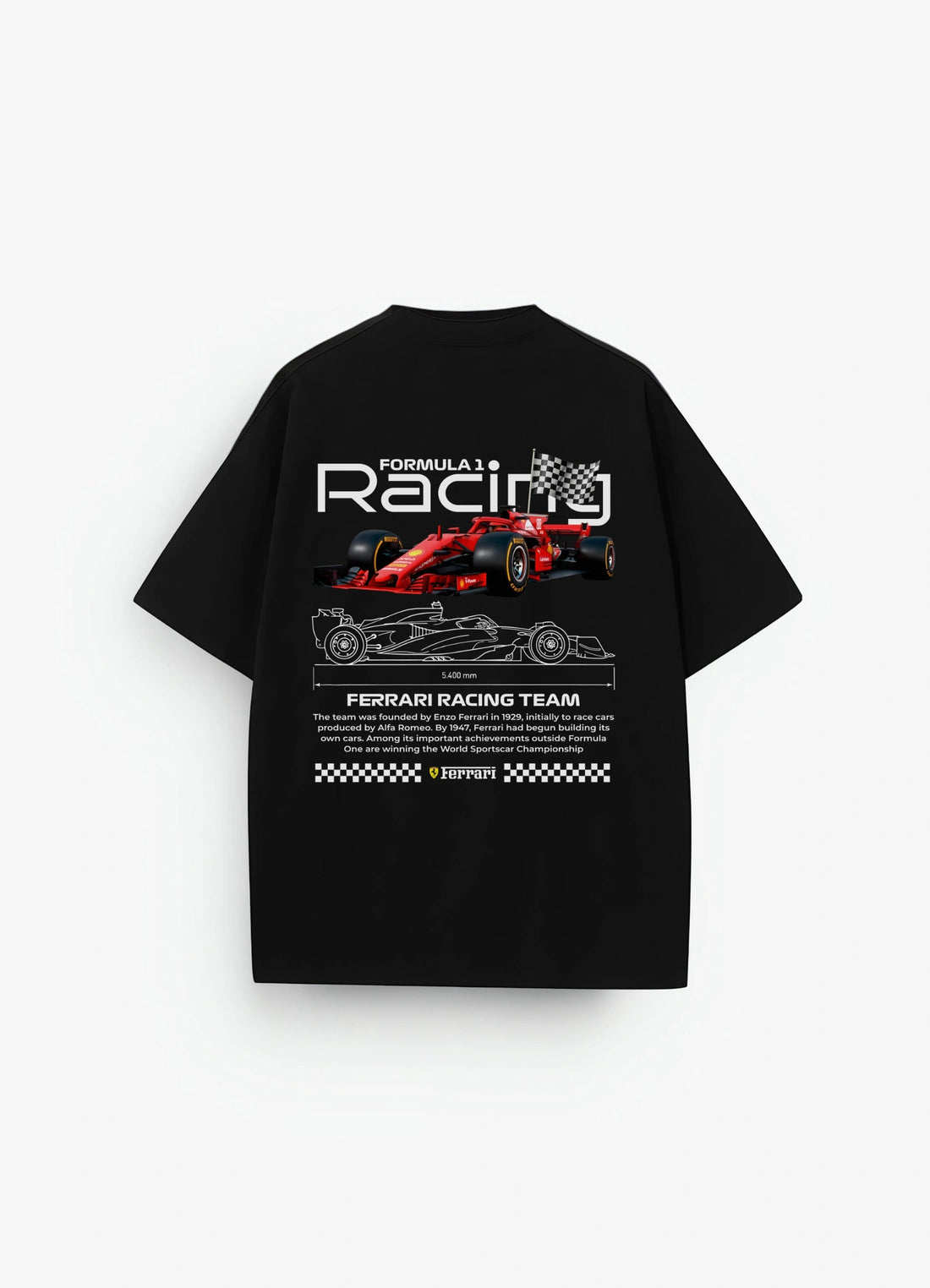 F1 Ferrari Racing Team Oversized T-shirt Black - Strells