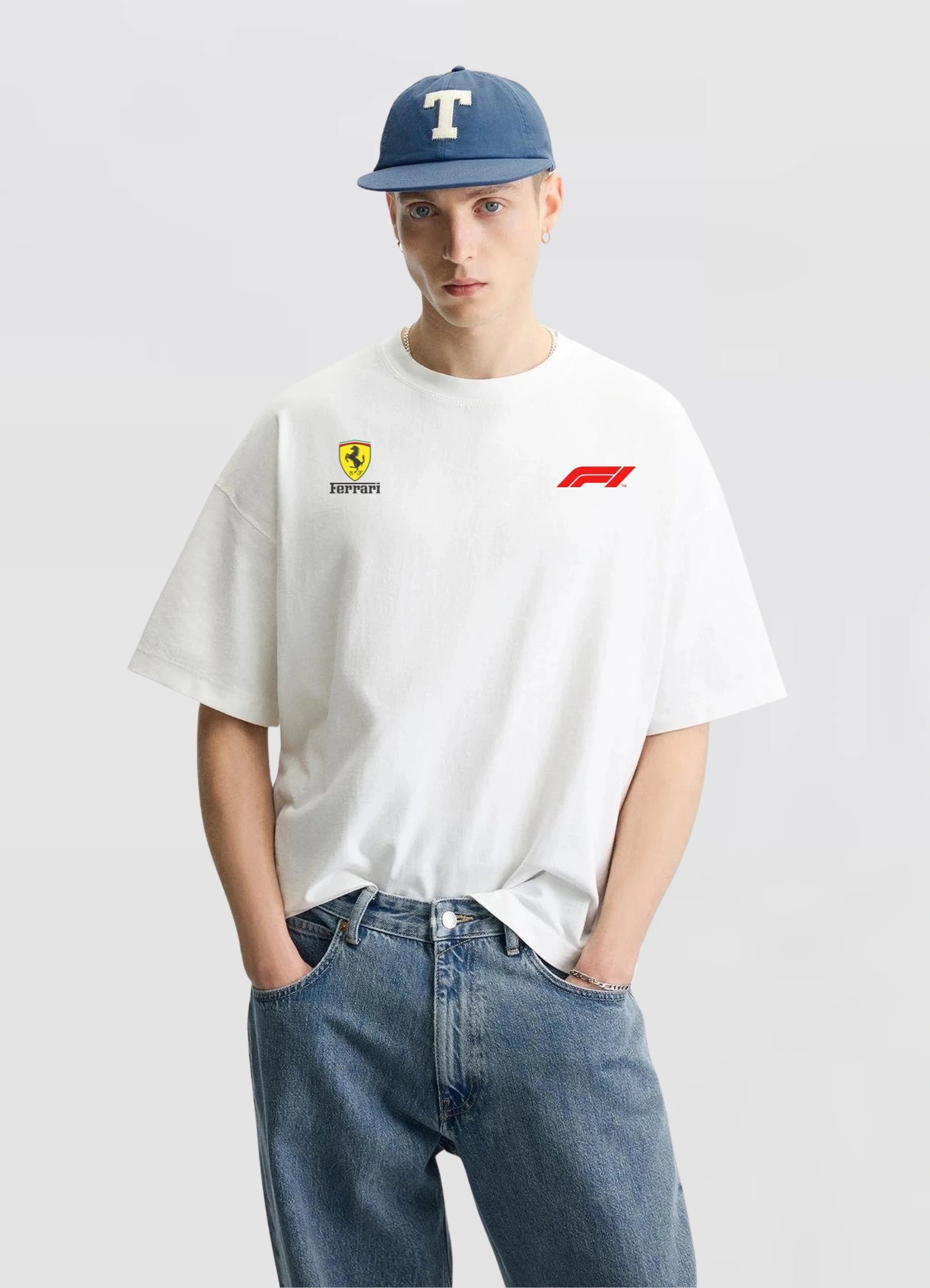 F1 Ferrari Racing Team Oversized T-shirt Off - white - Strells
