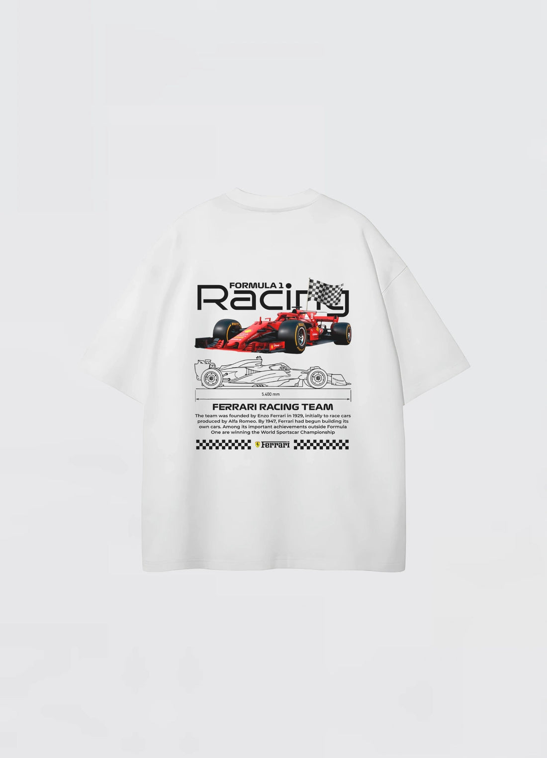 F1 Ferrari Racing Team Oversized T-shirt Off - white - Strells