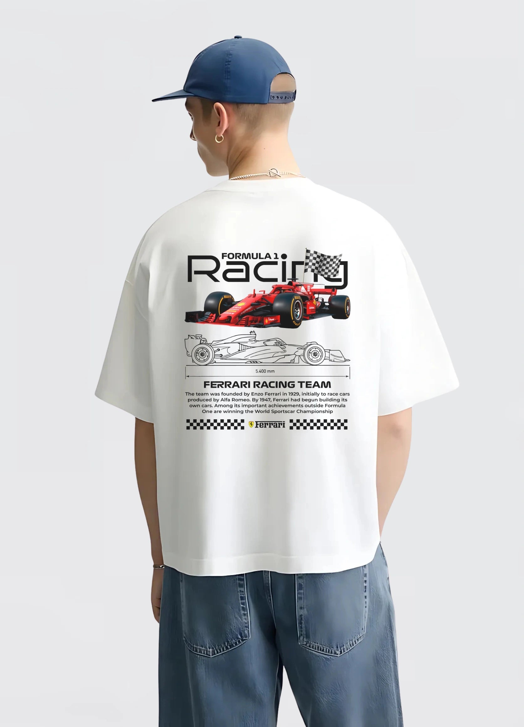 F1 Ferrari Racing Team Oversized T-shirt Off - white - Strells
