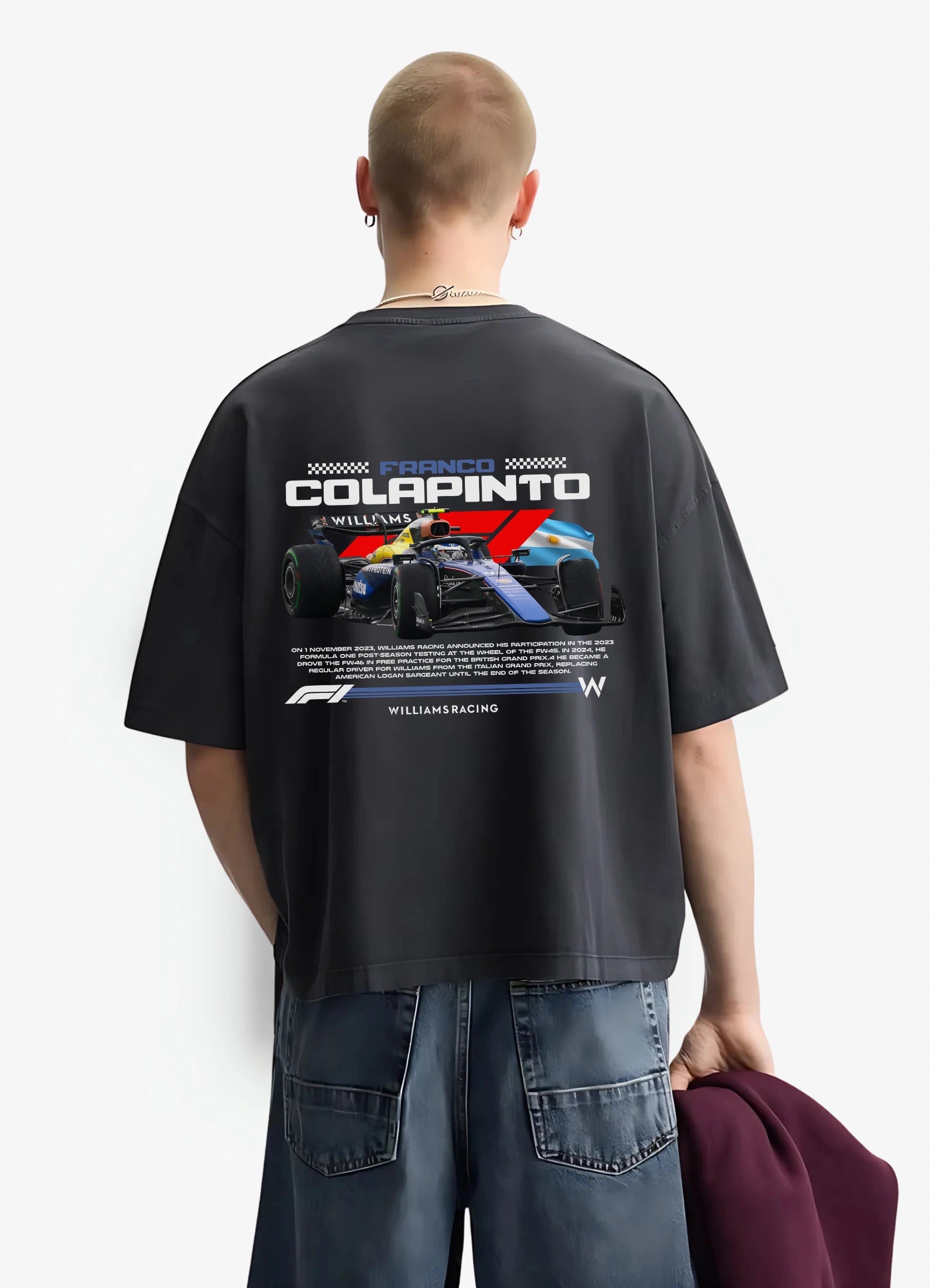 F1 Franco Colapinto Oversized T-shirt Black - Strells