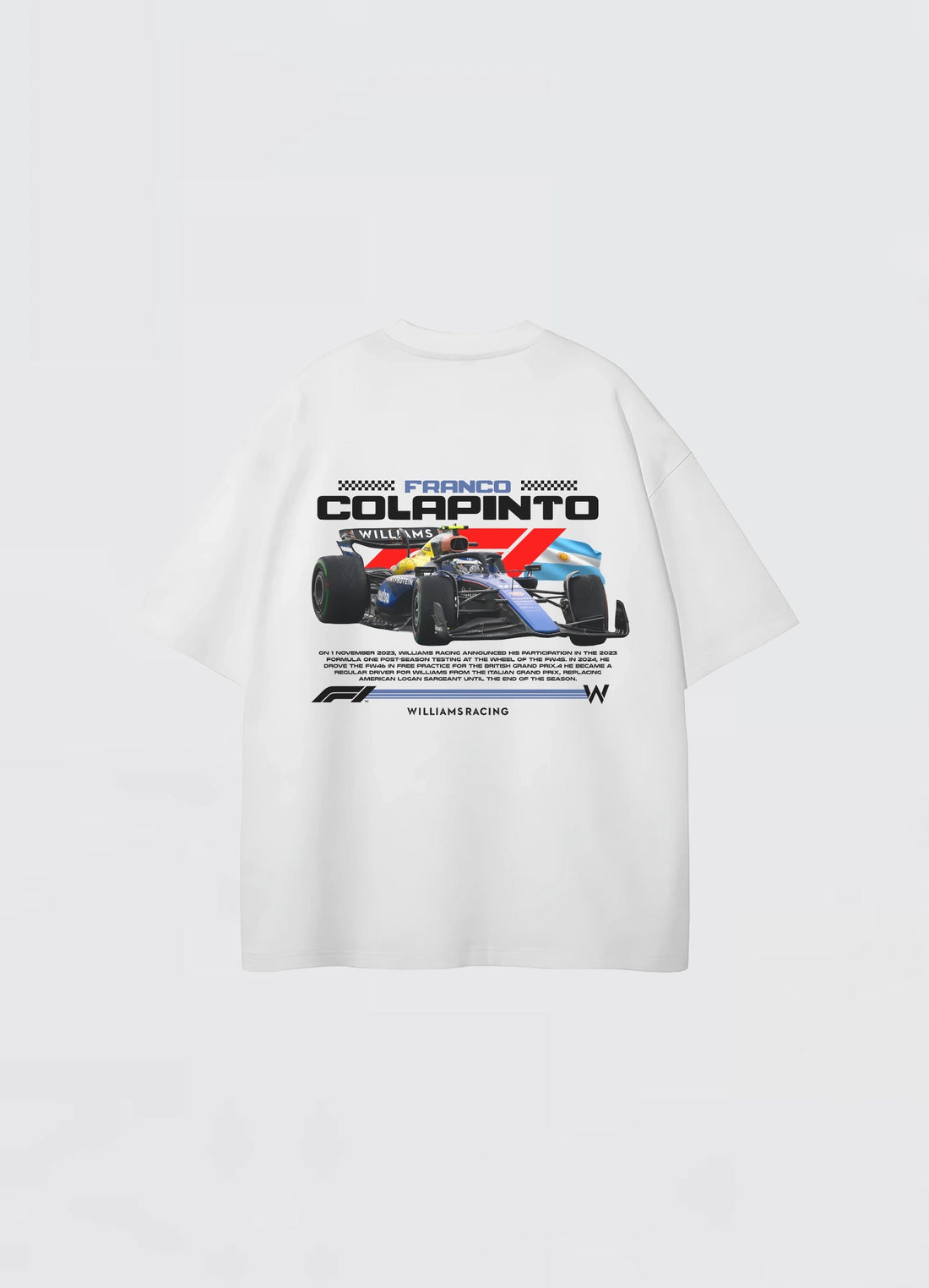 F1 Franco Colapinto Oversized T-shirt Off - white - Strells