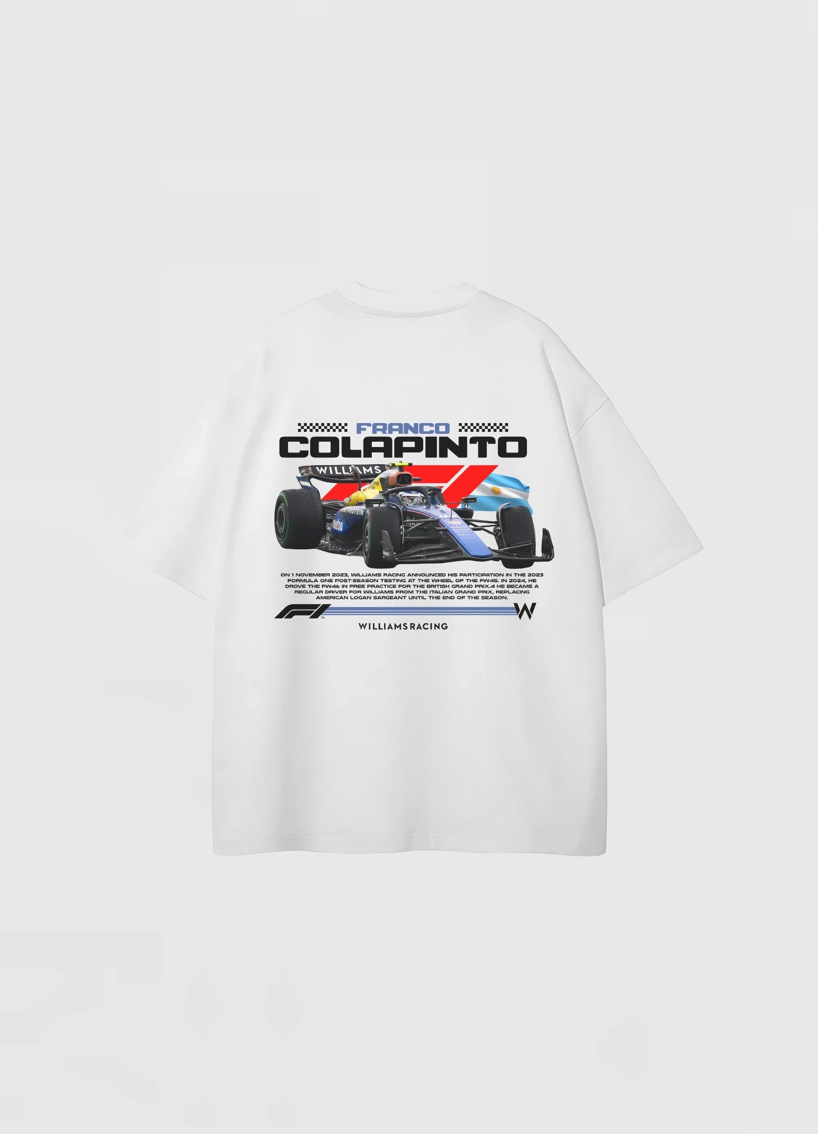 F1 Franco Colapinto Oversized T-shirt Off - white - Strells