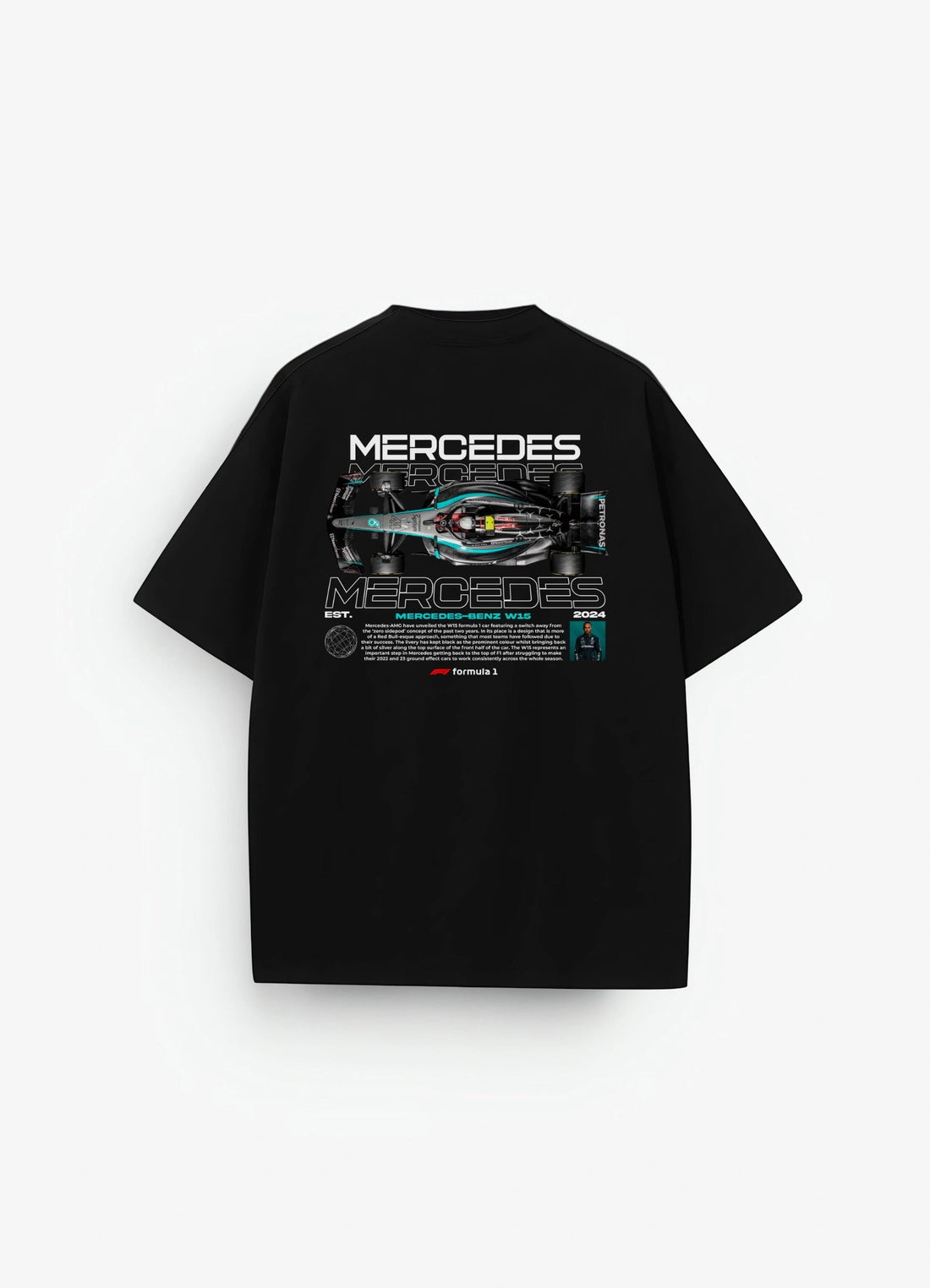 F1 Mercedes Benz W - 15 Oversized T-shirt Black - Strells