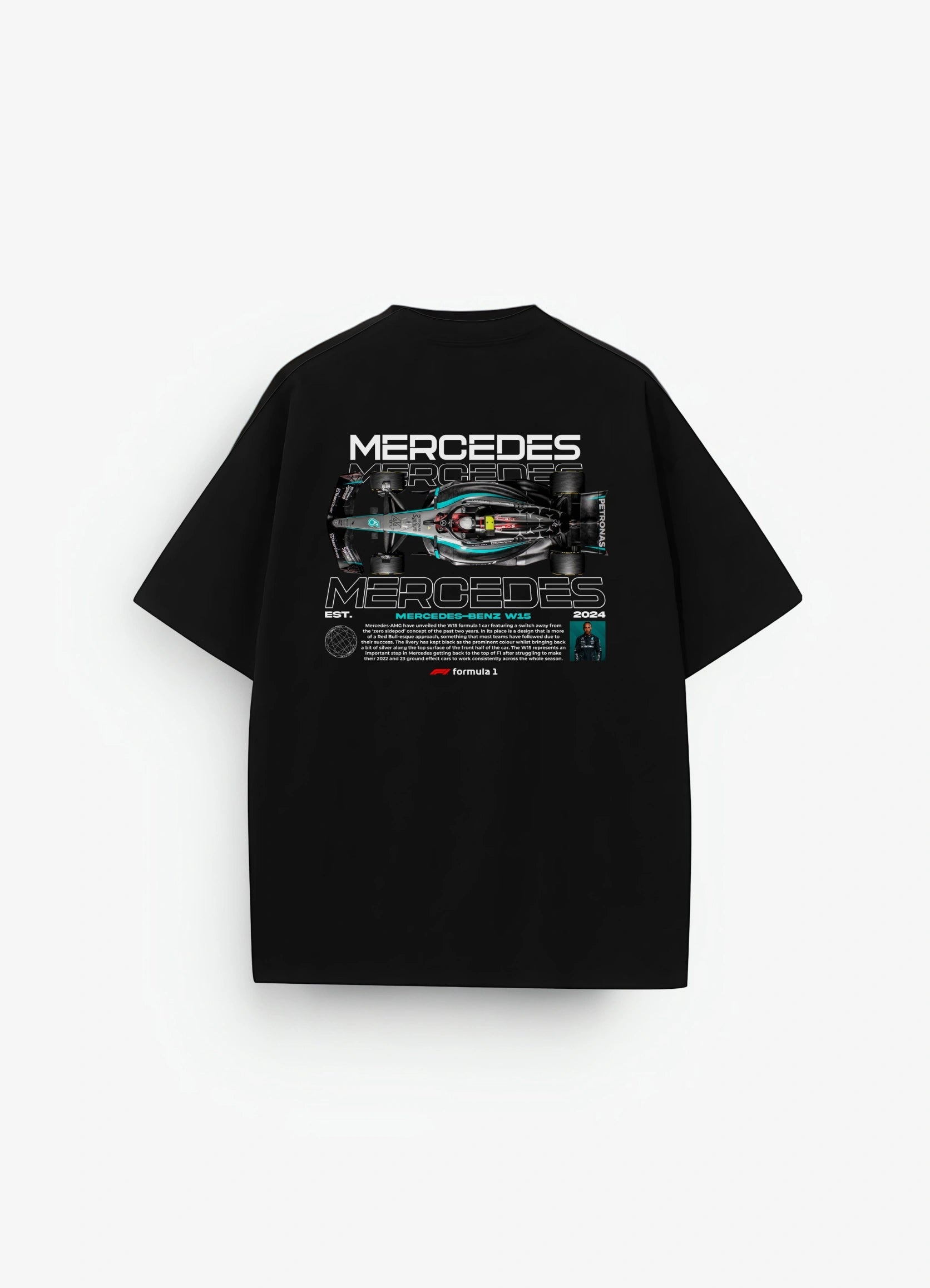 F1 Mercedes Benz W - 15 Oversized T-shirt Black - Strells