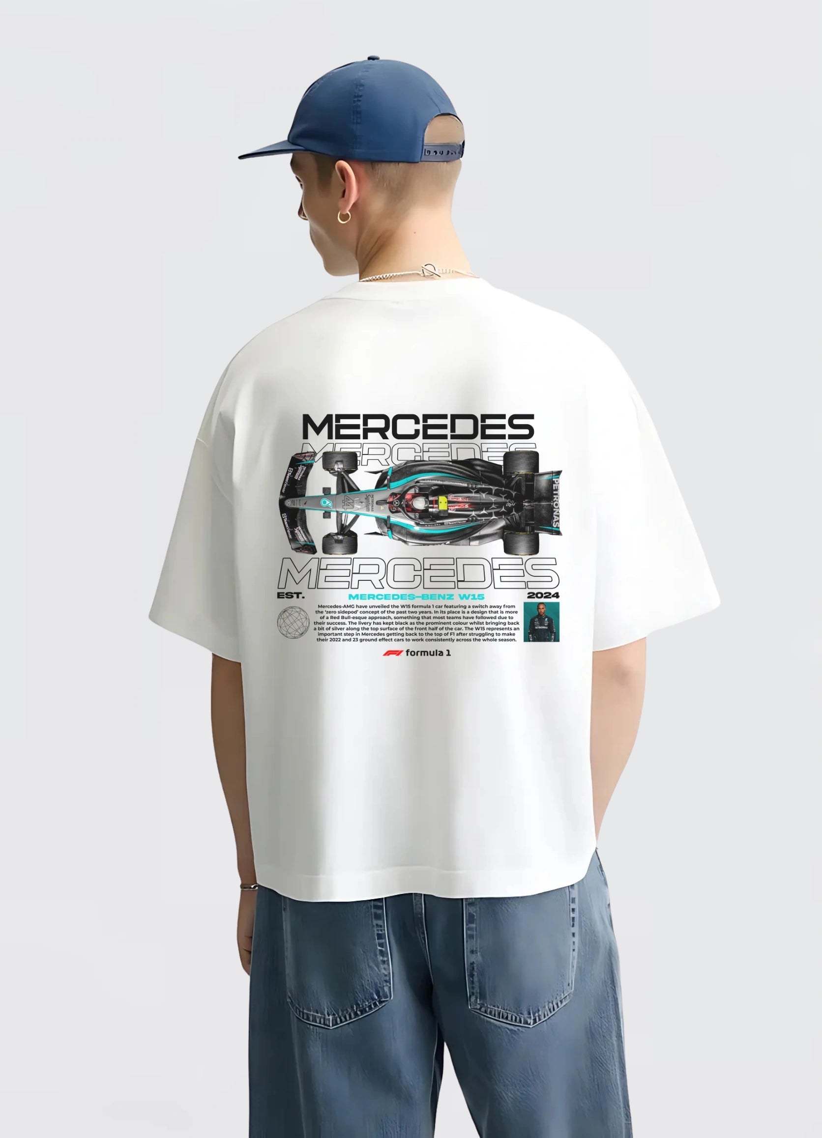 F1 Mercedes Benz W - 15 Oversized T-shirt Off - white - Strells