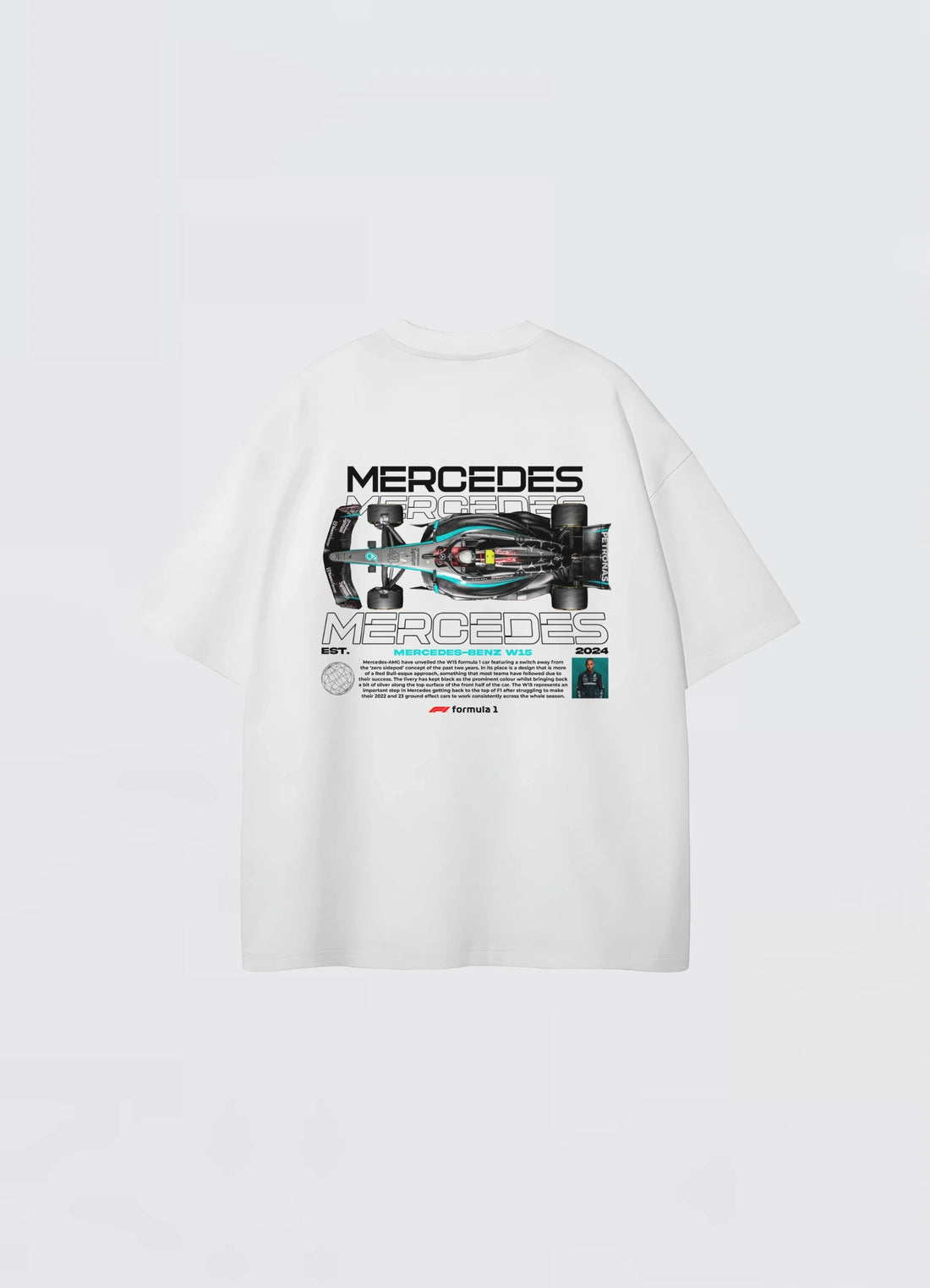 F1 Mercedes Benz W - 15 Oversized T-shirt Off - white - Strells