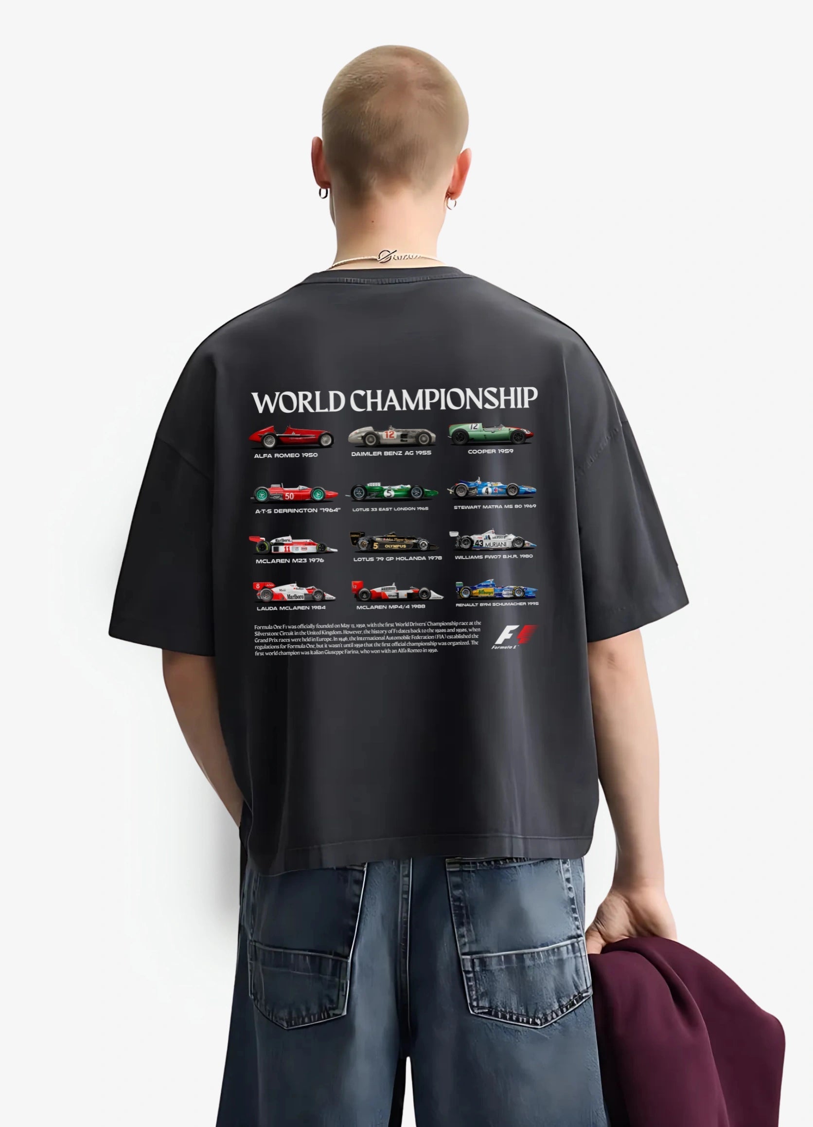 F1 World Championship Cars Oversized T-shirt Black - Strells