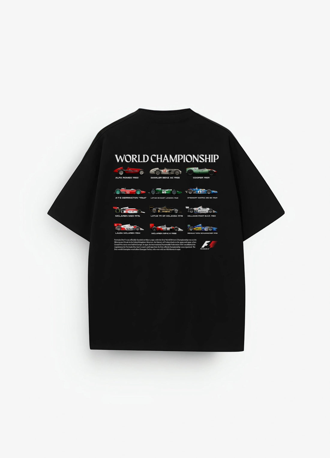 F1 World Championship Cars Oversized T-shirt Black - Strells