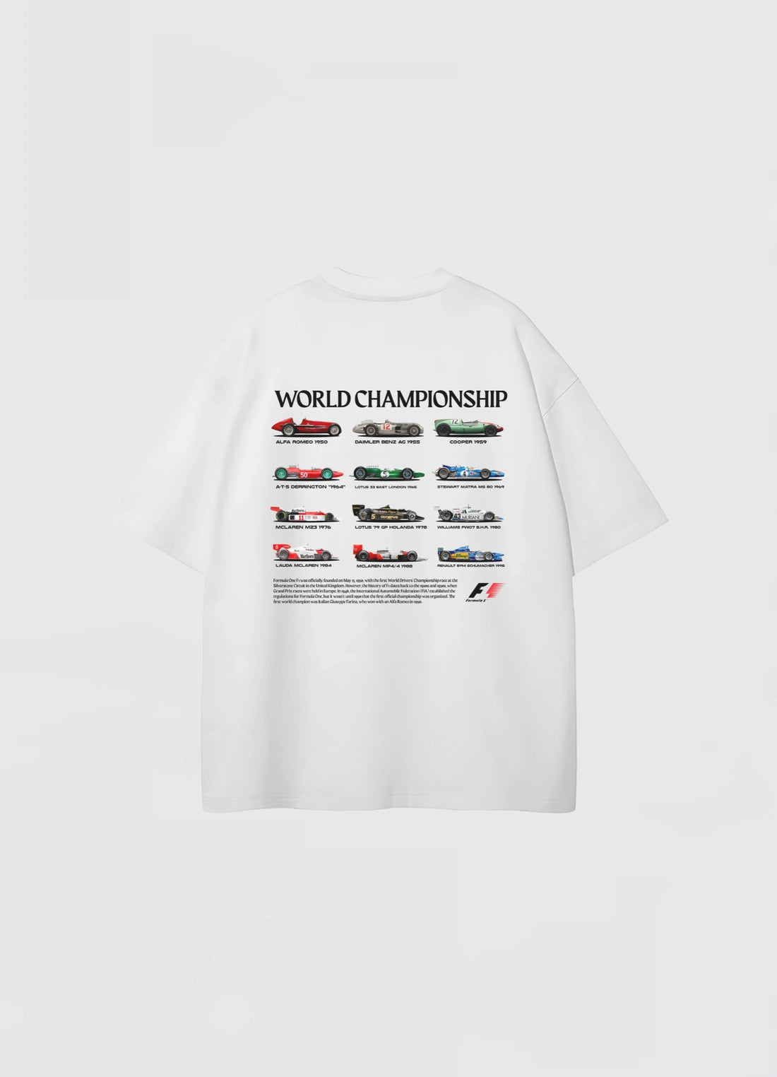 F1 World Championship Cars Oversized T-shirt Off - white - Strells