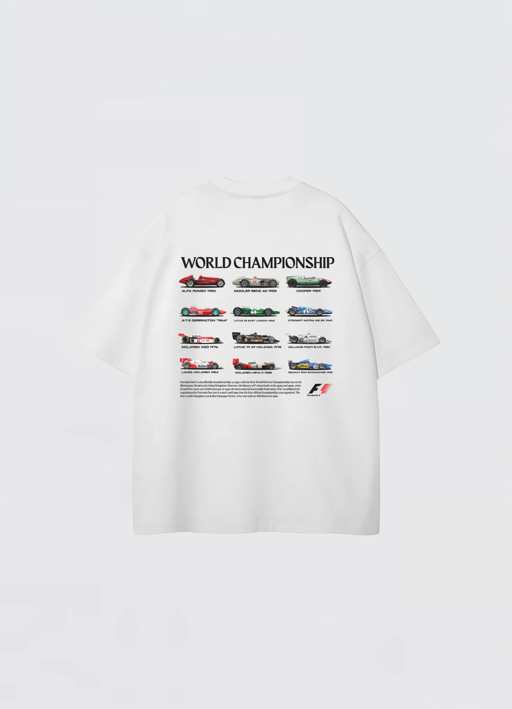 F1 World Championship Cars Oversized T-shirt Off - white - Strells