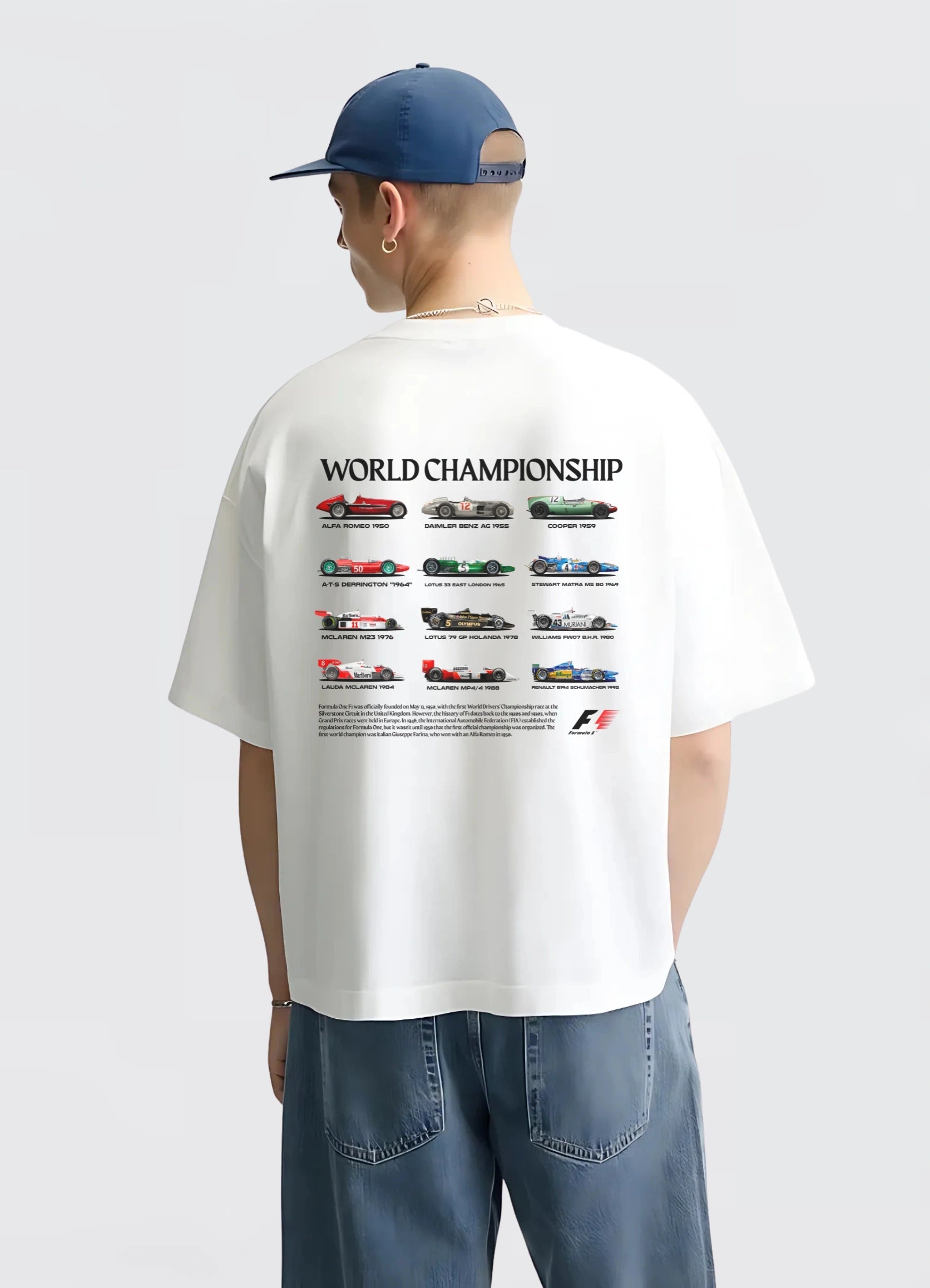 F1 World Championship Cars Oversized T-shirt Off - white - Strells