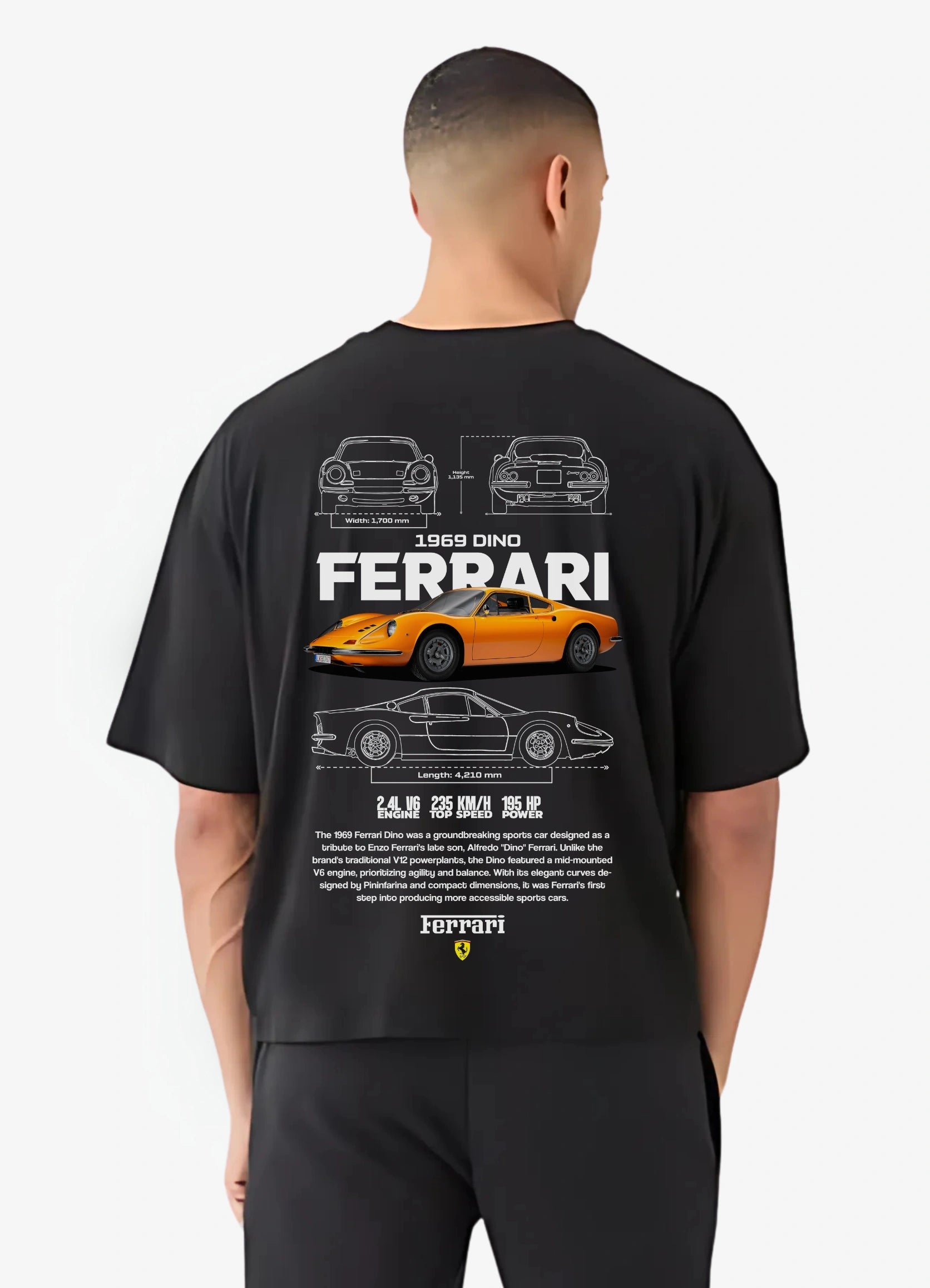 Ferrari Dino 1969 Oversized T-shirt Black - Strells