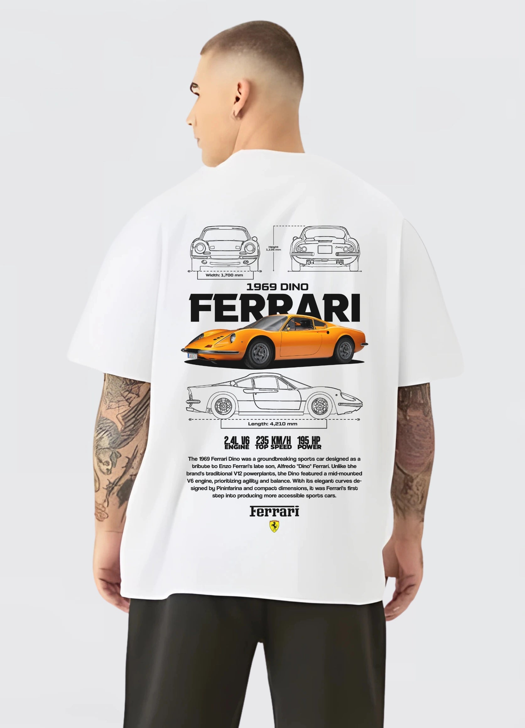 Ferrari Dino 1969 Oversized T-shirt Off - white - Strells