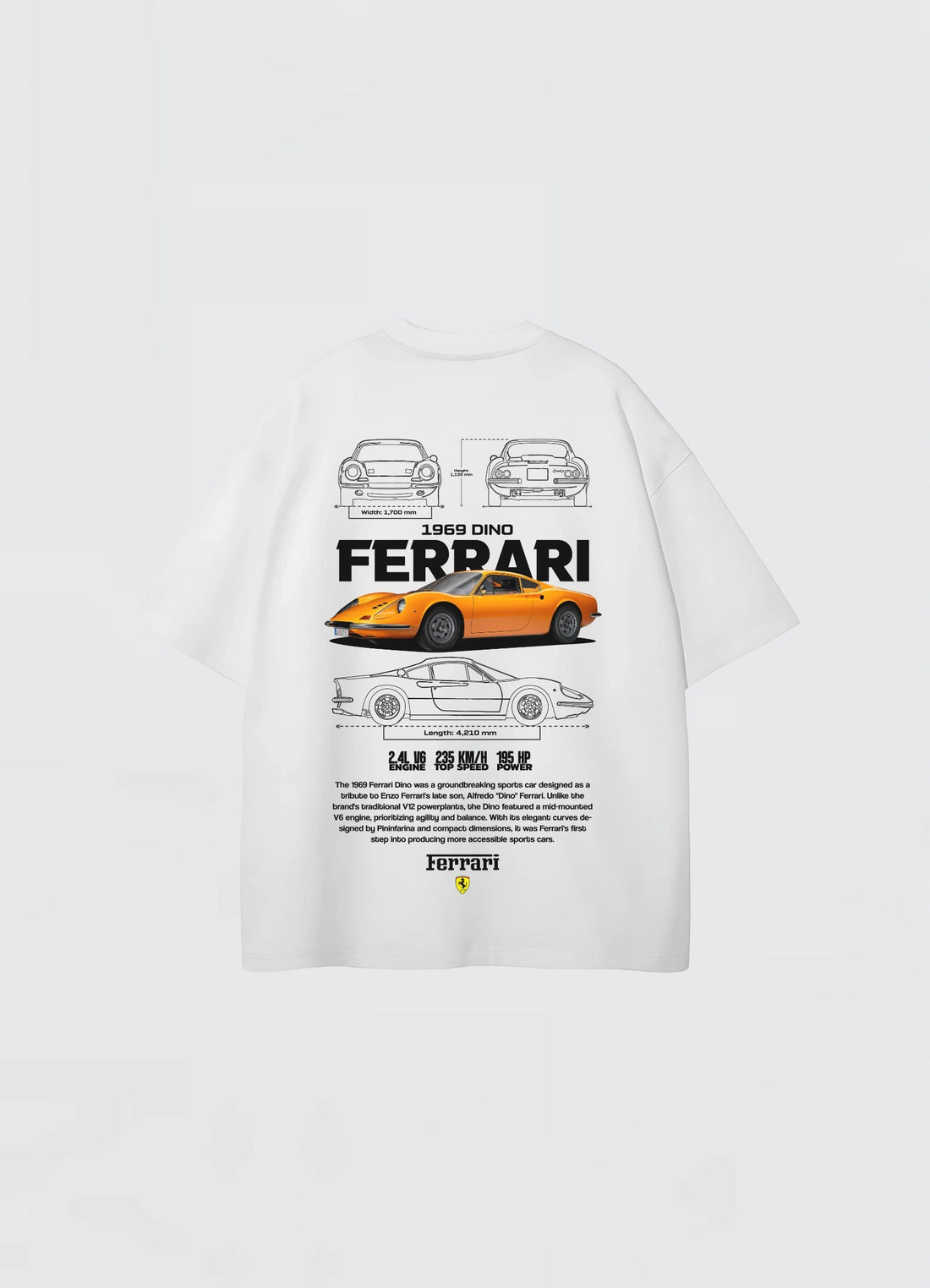 Ferrari Dino 1969 Oversized T-shirt Off - white - Strells