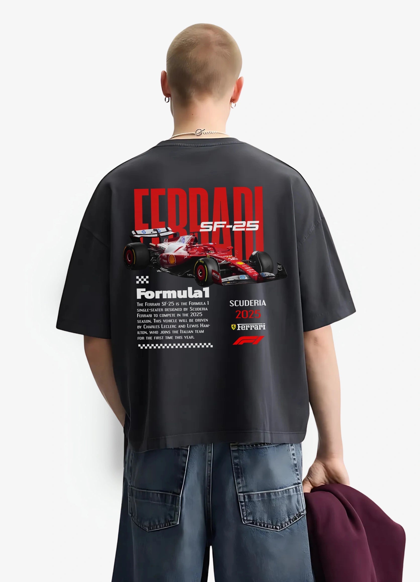 Ferrari F1 SF - 25 Oversized T-shirt Black - Strells