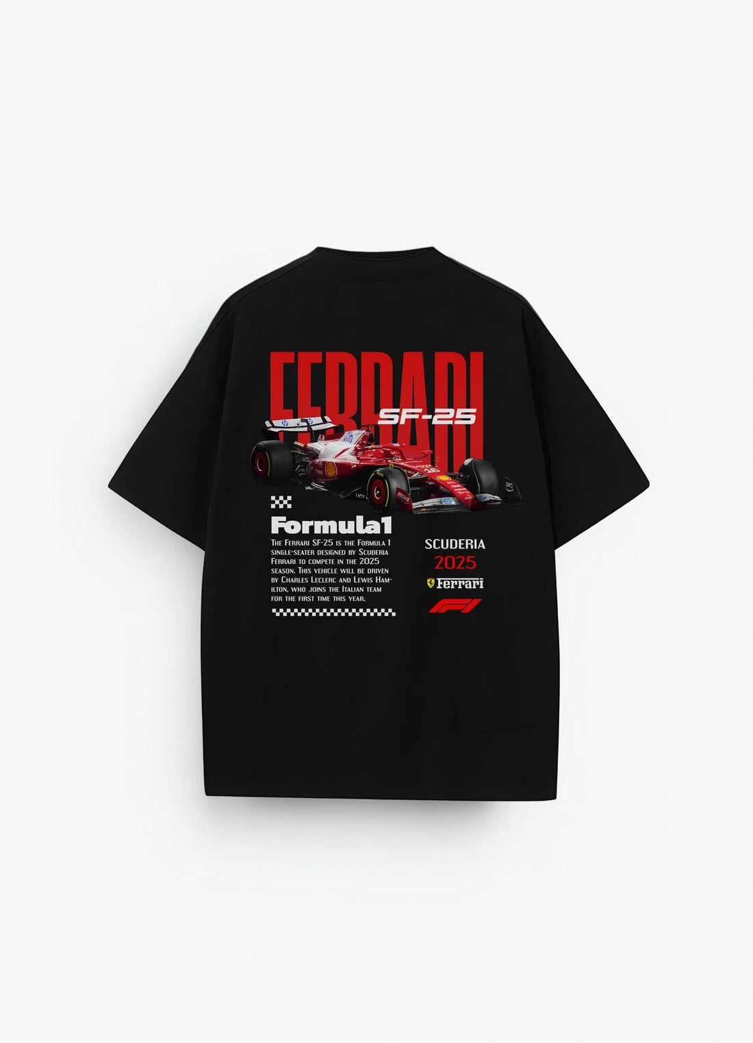 Ferrari F1 SF - 25 Oversized T-shirt Black - Strells