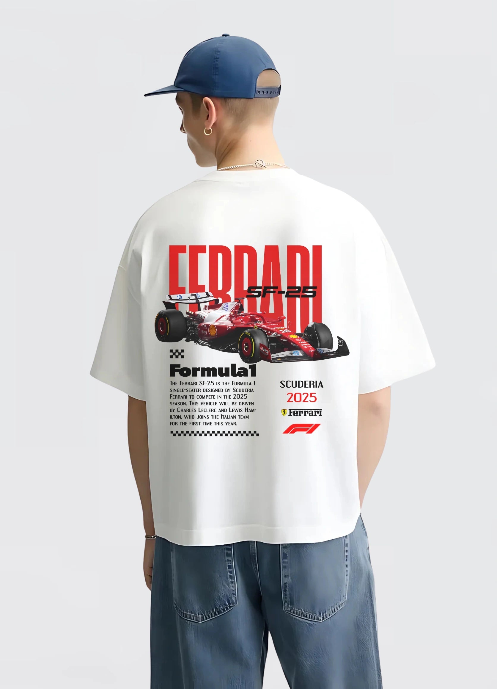 Ferrari F1 SF - 25 Oversized T-shirt Off - white - Strells