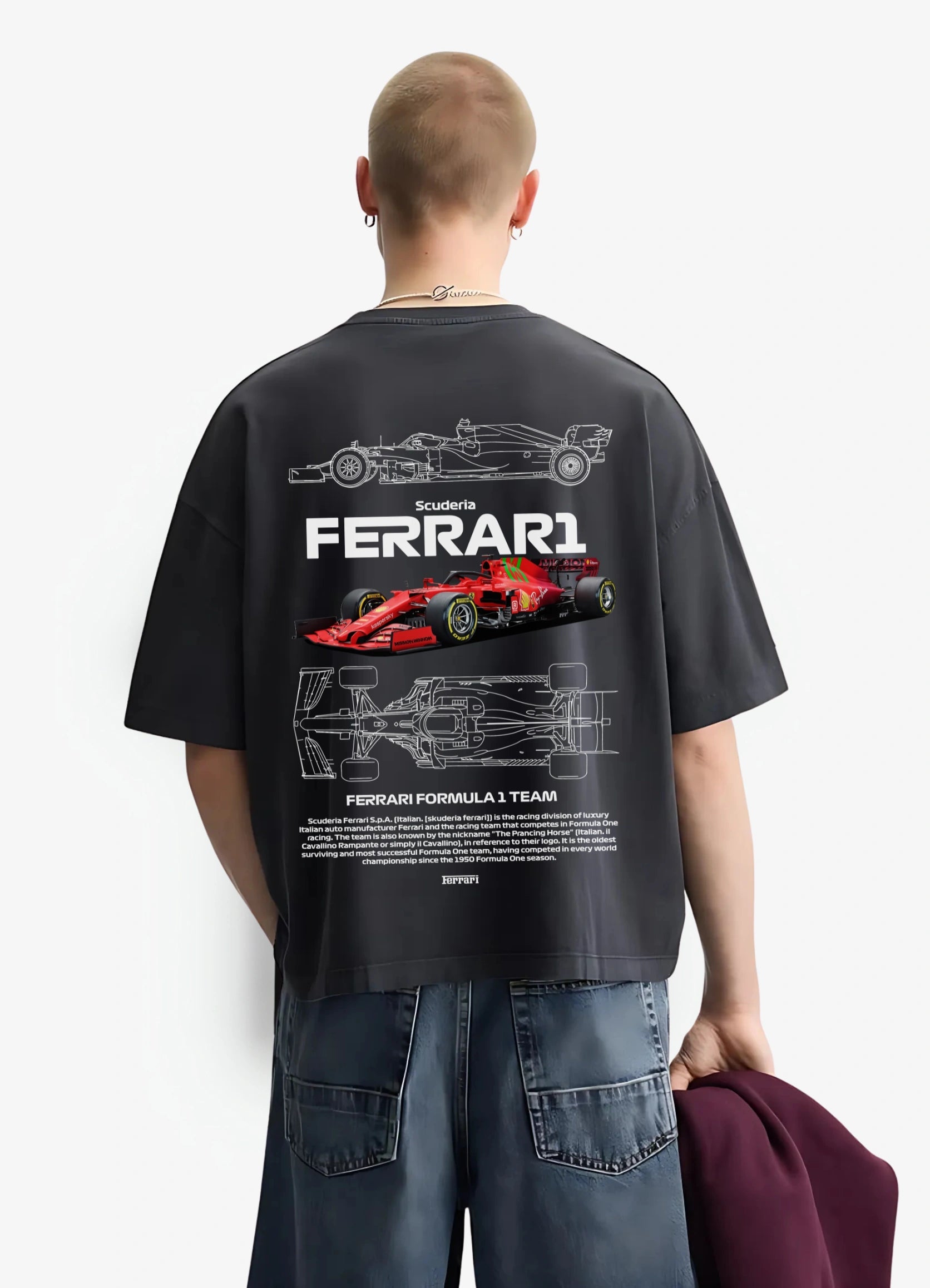 Ferrari Formula 1 Team Oversized T-shirt Black - Strells