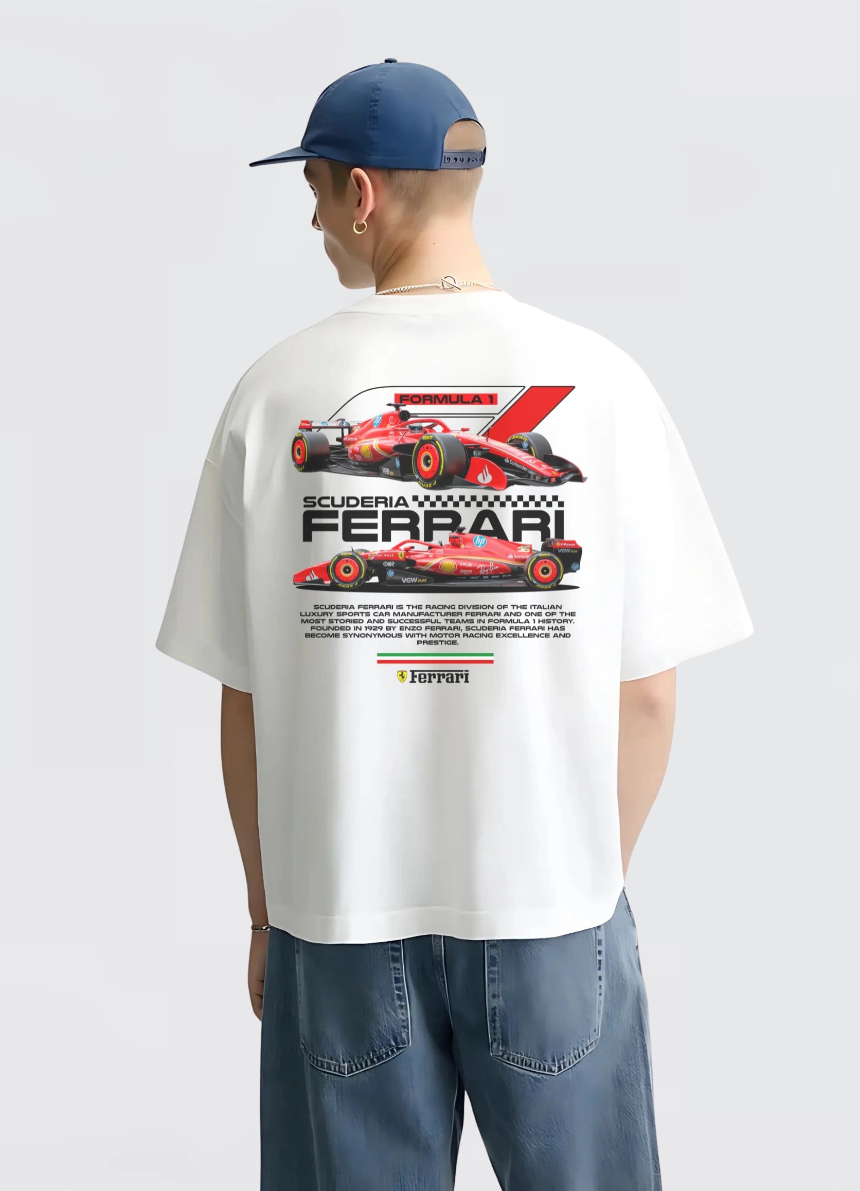 Ferrari Scuderia F1 Oversized T-shirt White - Strells