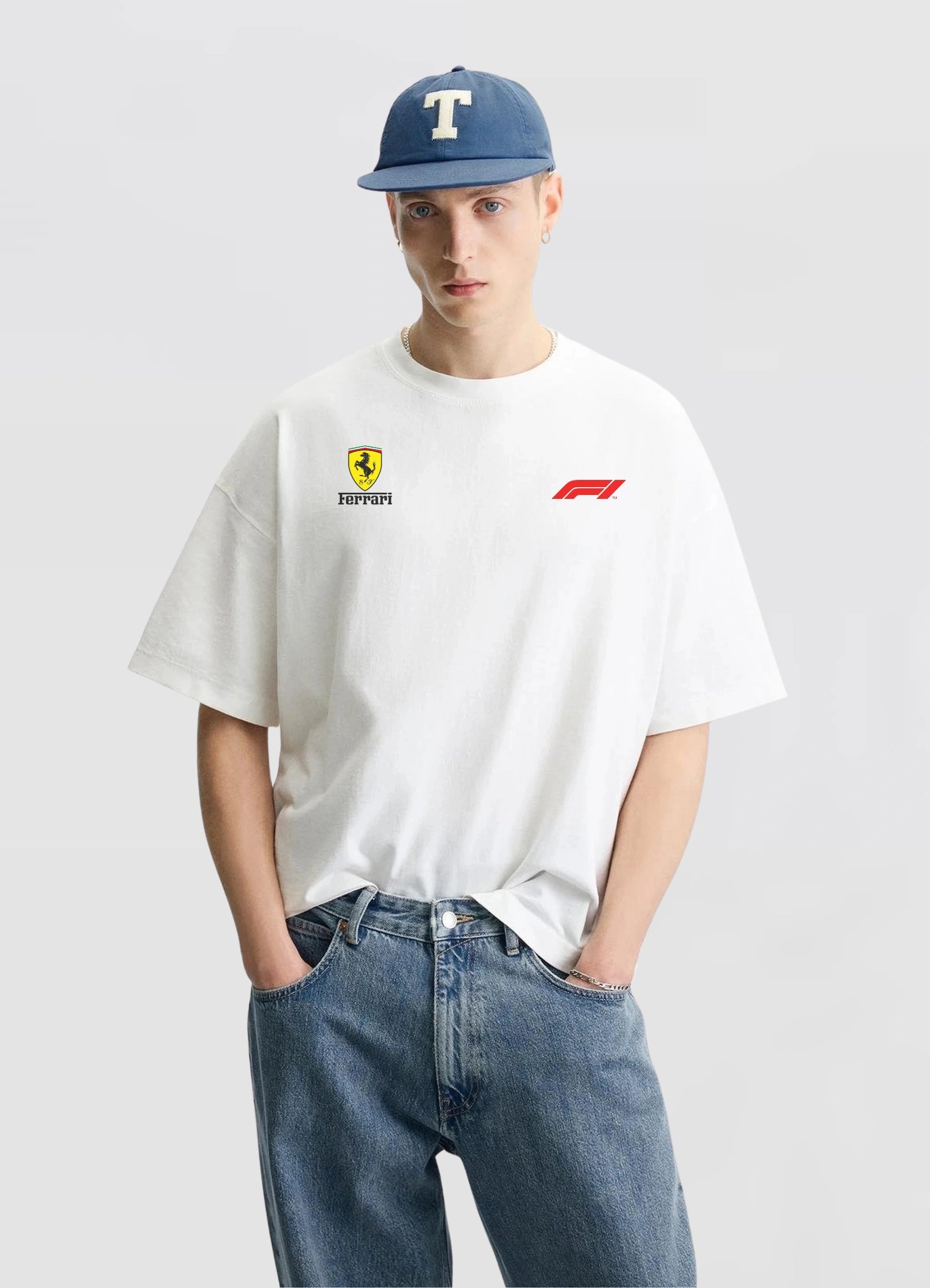 Ferrari Scuderia SF25 F1 Oversized T-shirt White - Strells