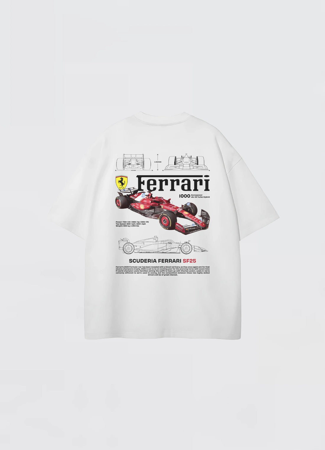 Ferrari Scuderia SF25 F1 Oversized T-shirt White - Strells