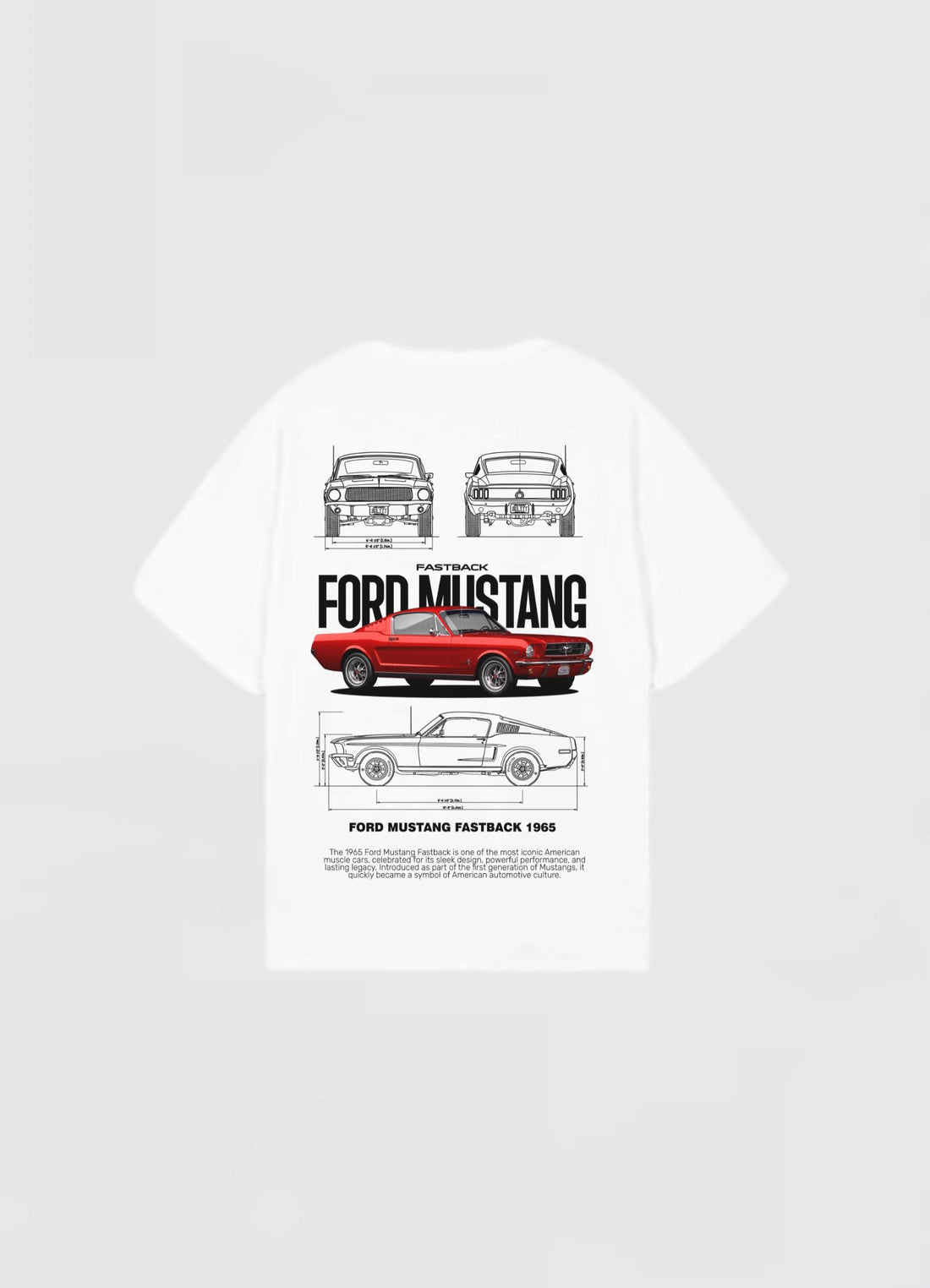 Ford Mustang FASTBACK 1965 Oversized T-shirt Off - white - Strells