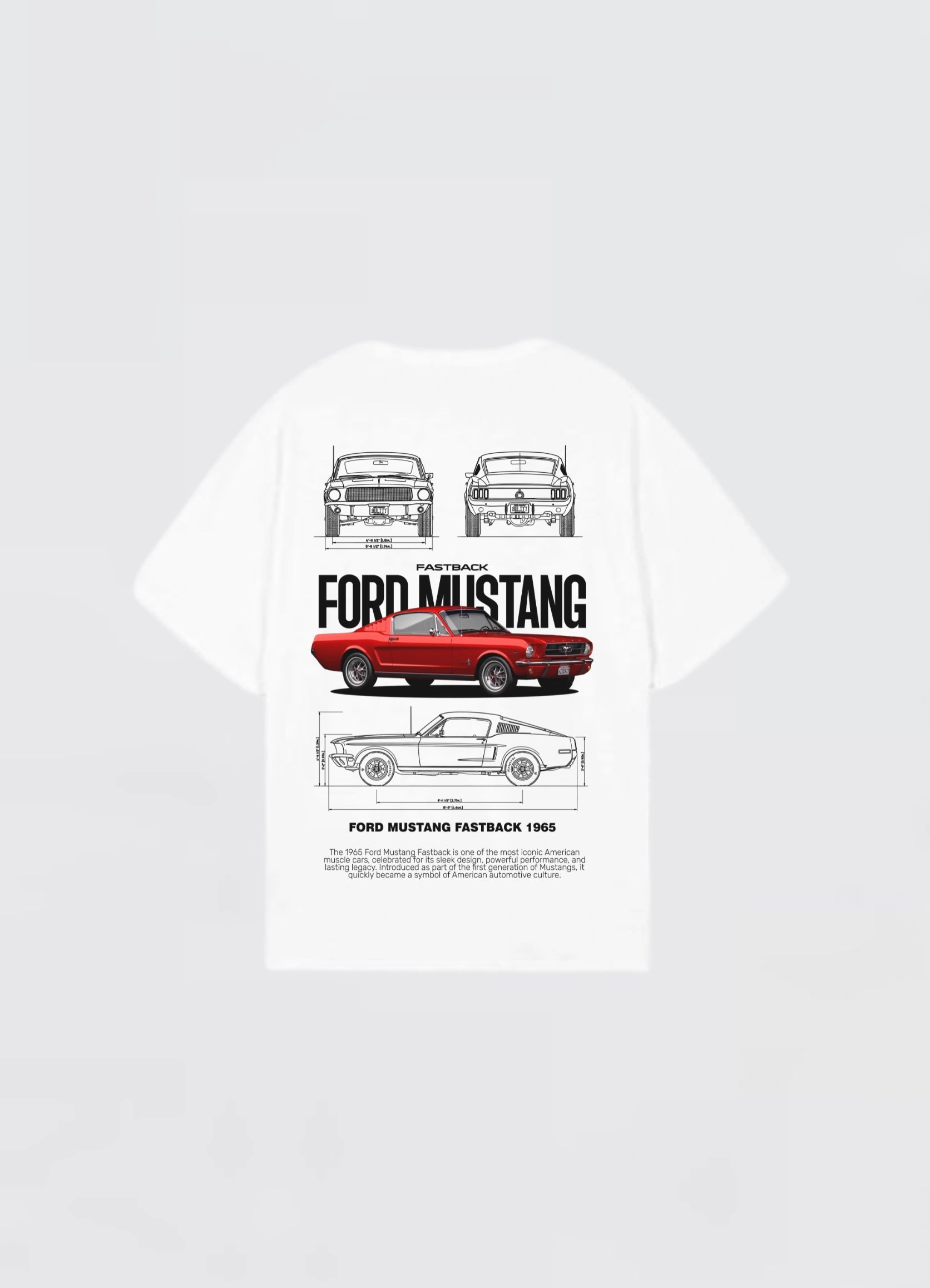 Ford Mustang FASTBACK 1965 Oversized T-shirt Off - white - Strells