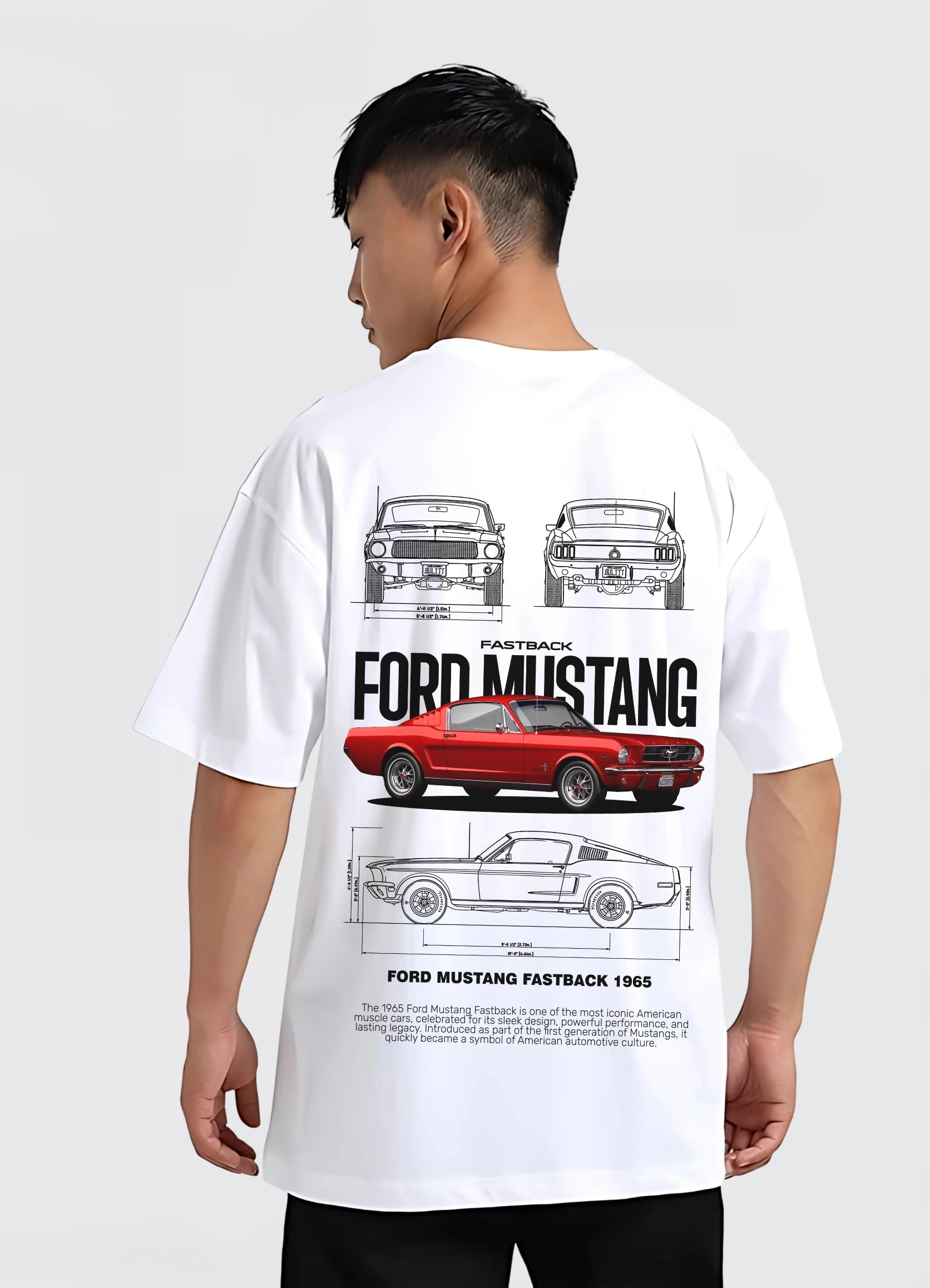 Ford Mustang FASTBACK 1965 Oversized T-shirt Off - white - Strells