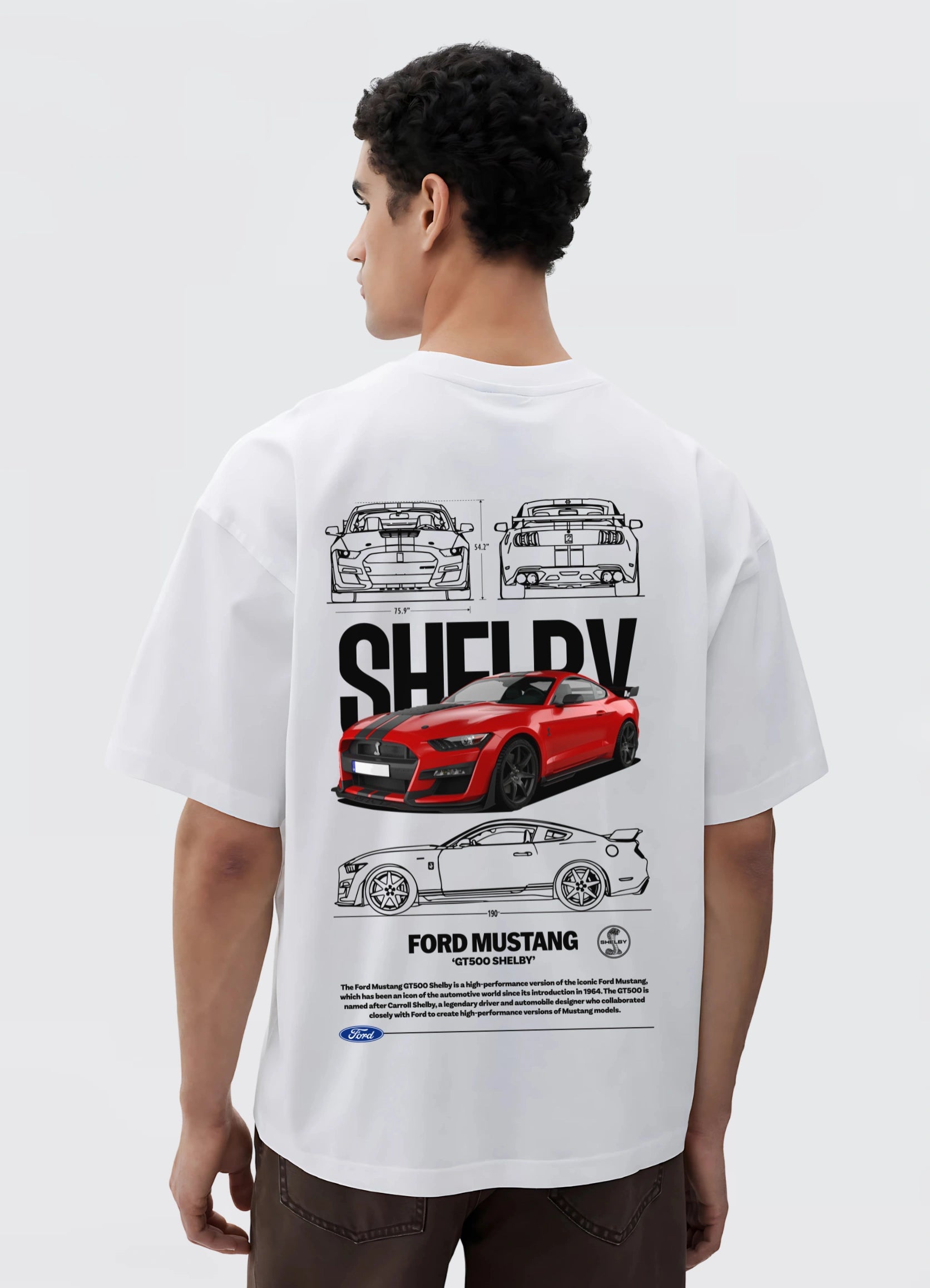 Ford Mustang GT500 Shelby Oversized T-shirt Off - white - Strells