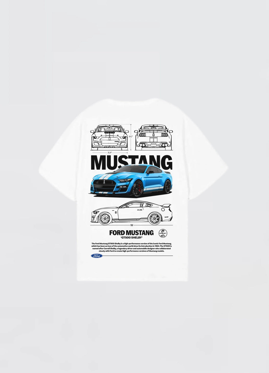Ford Mustang GT500 Shelby Oversized T-shirt Off - white - Strells