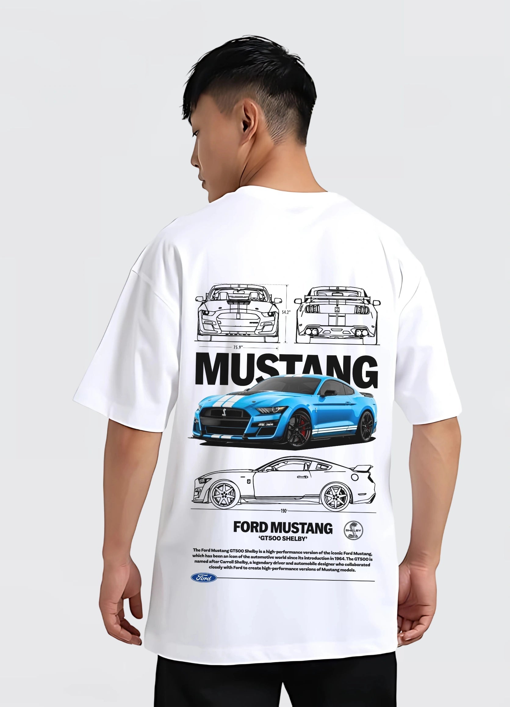 Ford Mustang GT500 Shelby Oversized T-shirt Off - white - Strells