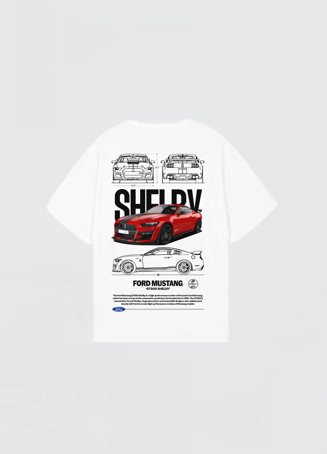 Ford Mustang GT500 Shelby Oversized T-shirt Off - white - Strells
