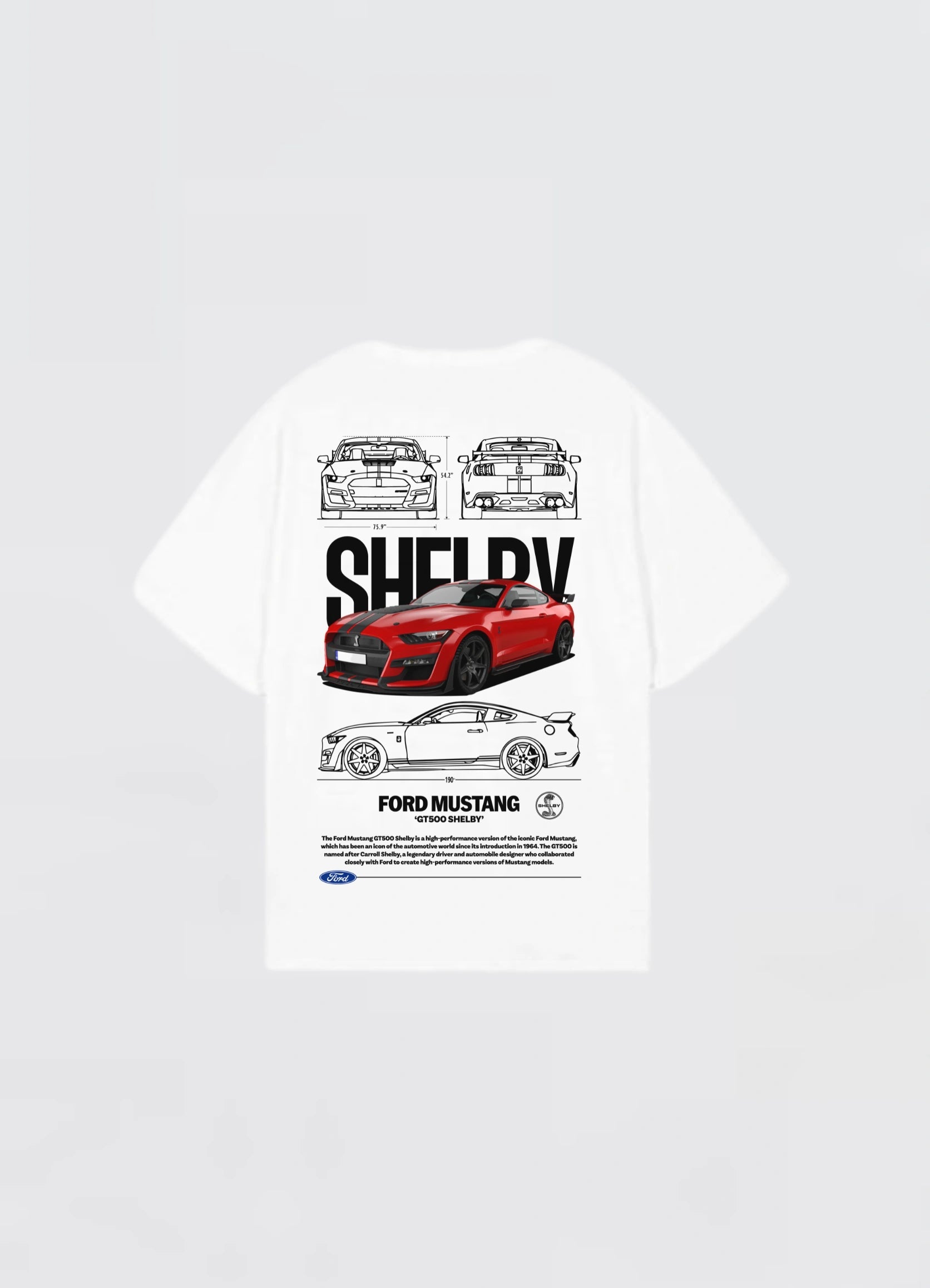 Ford Mustang GT500 Shelby Oversized T-shirt Off - white - Strells