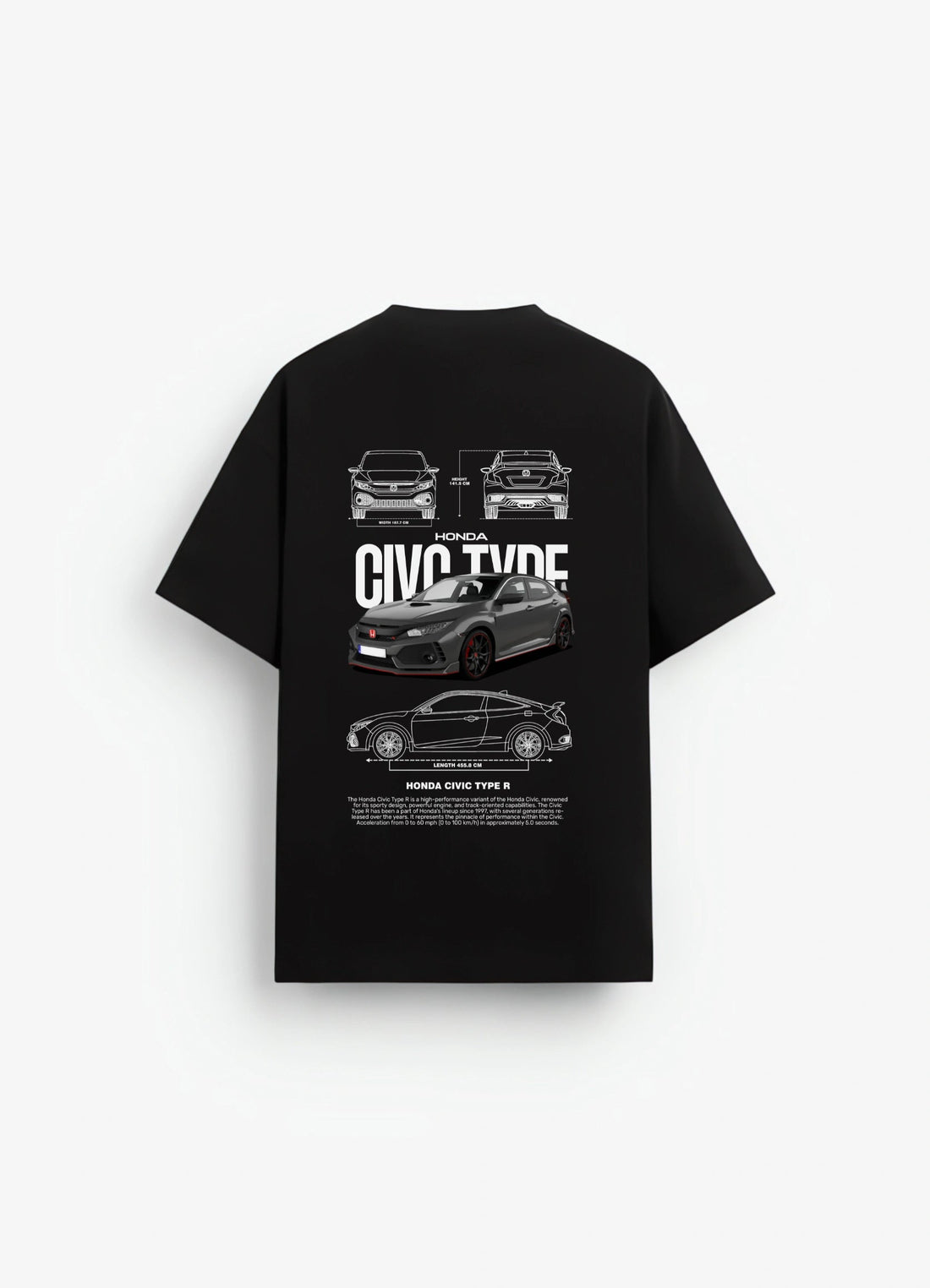 Honda Civic Typer R Oversized T-shirt Black - Strells