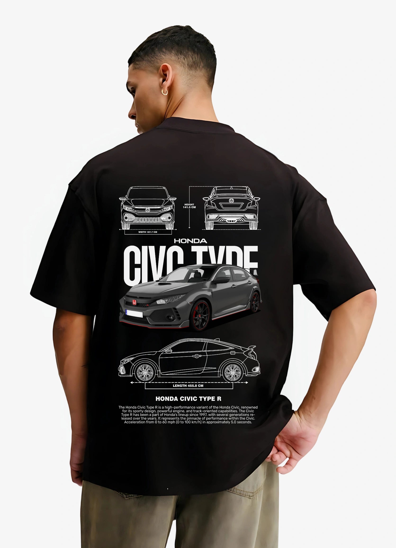 Honda Civic Typer R Oversized T-shirt Black - Strells