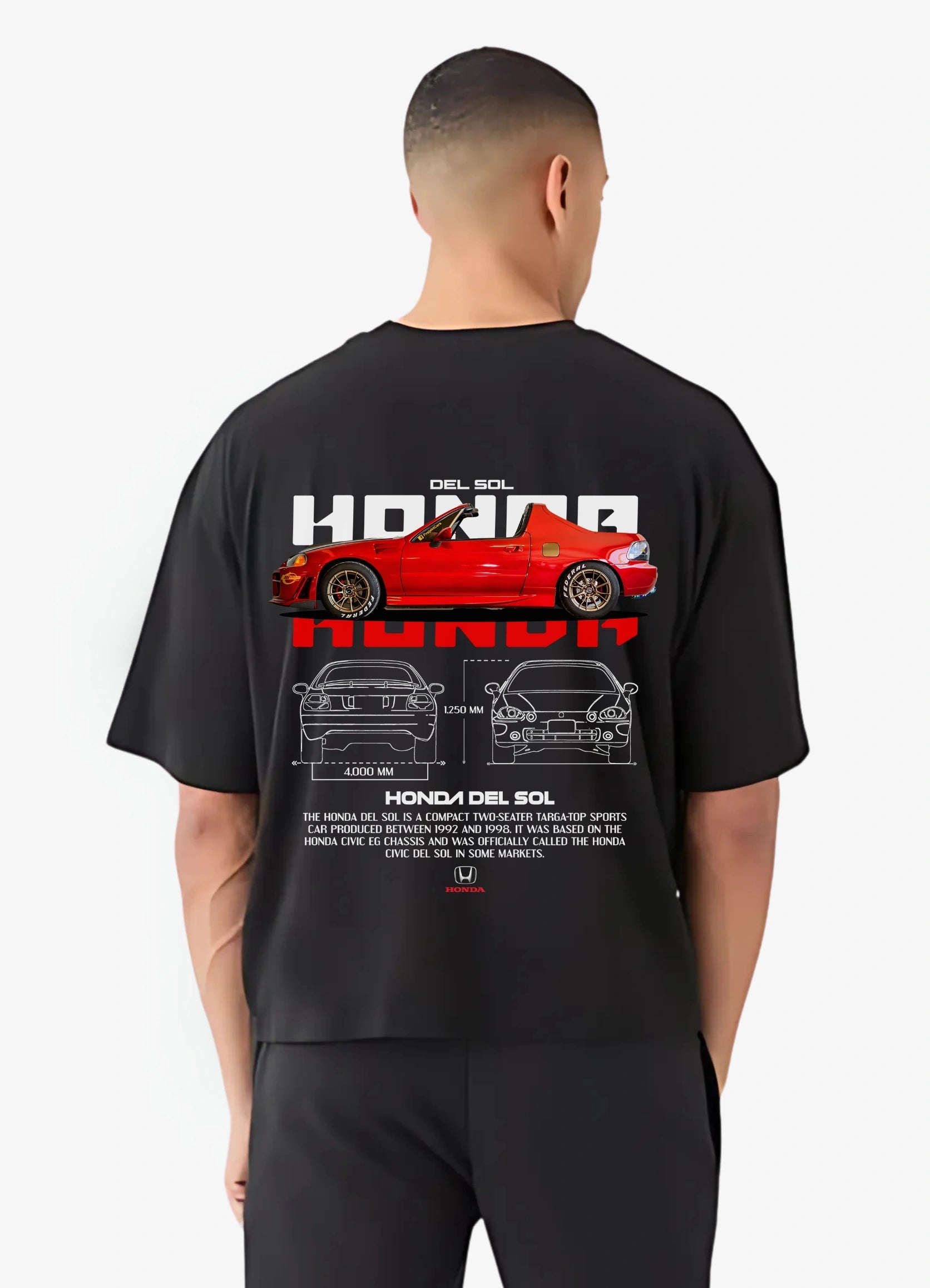 Honda Del Sol Oversized T-shirt Black - Strells