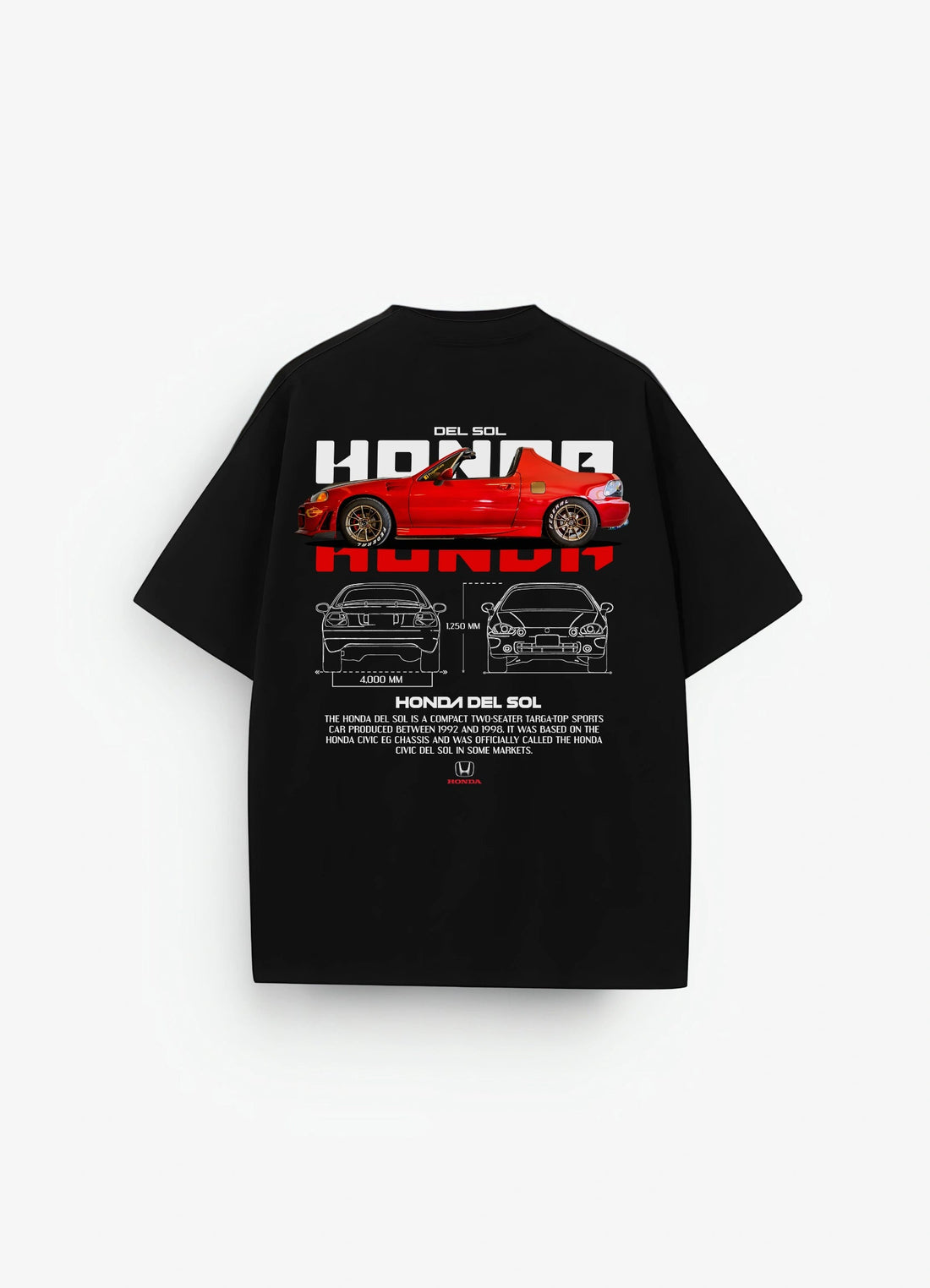 Honda Del Sol Oversized T-shirt Black - Strells
