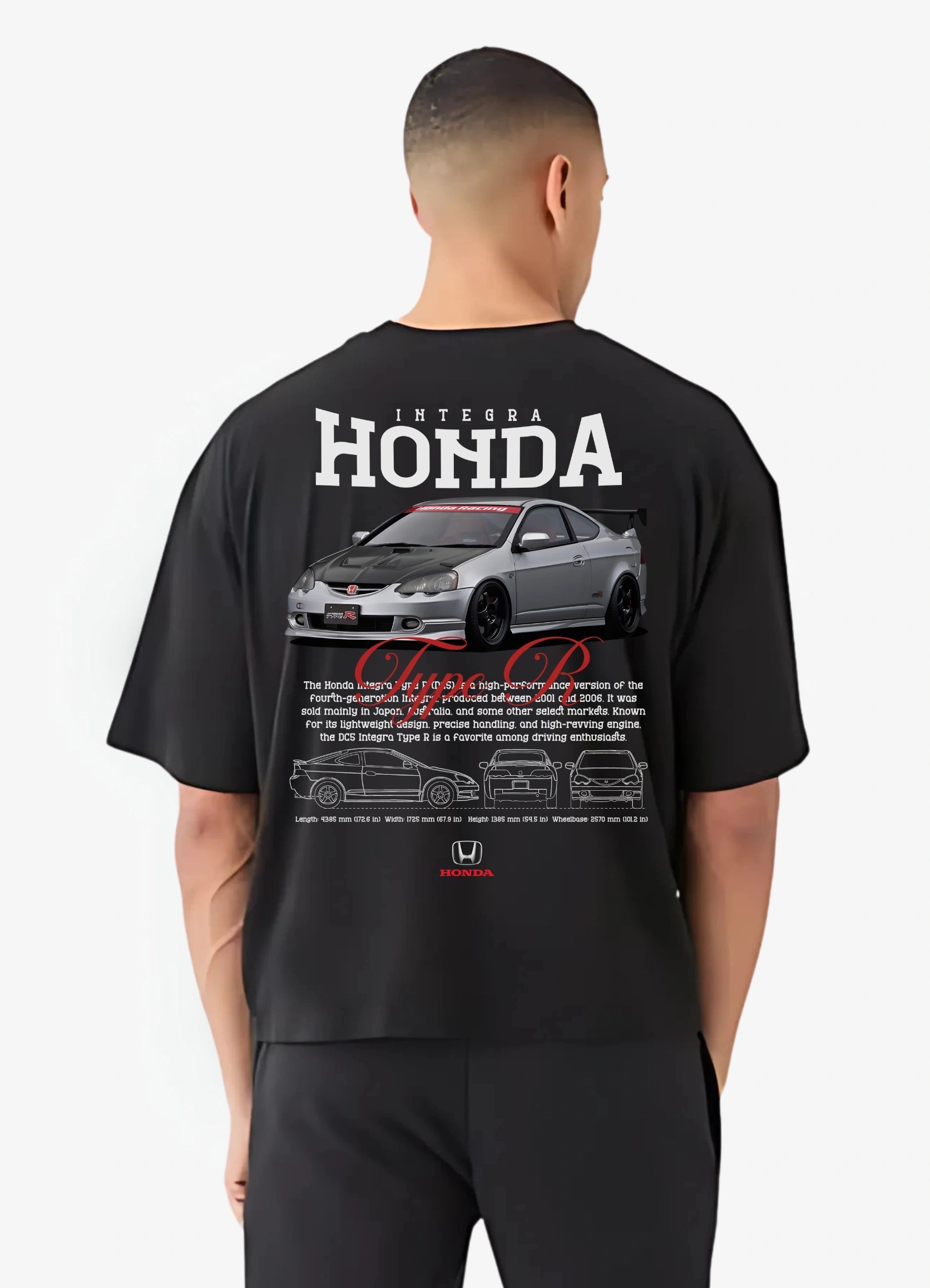 Honda Integra Type R Oversized T-shirt Black - Strells