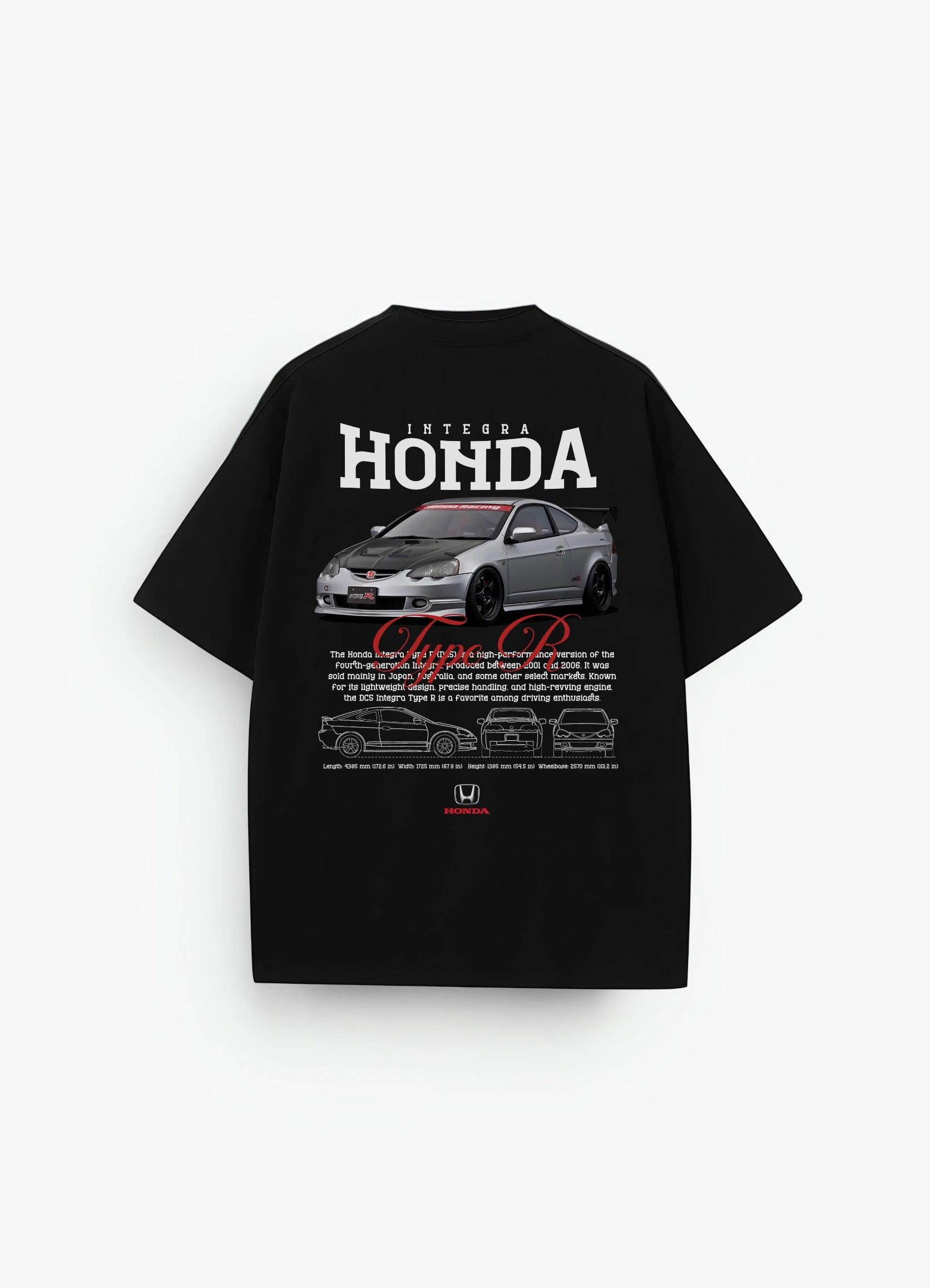 Honda Integra Type R Oversized T-shirt Black - Strells