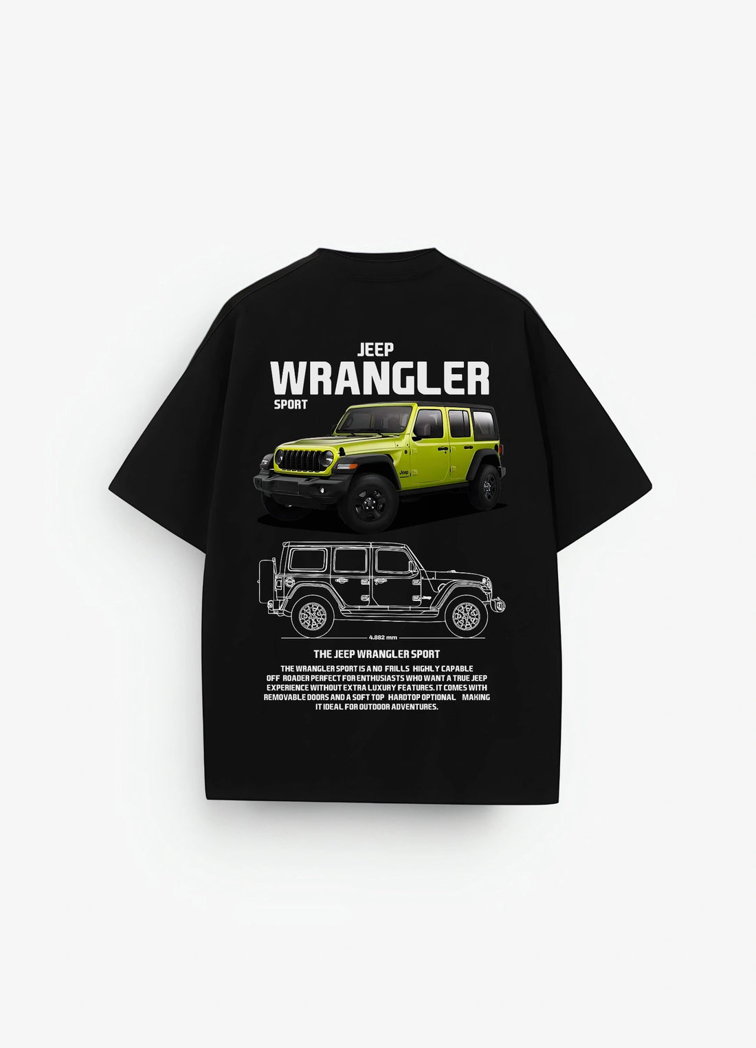 Jeep Wrangler Sport Oversized T-shirt Black - Strells