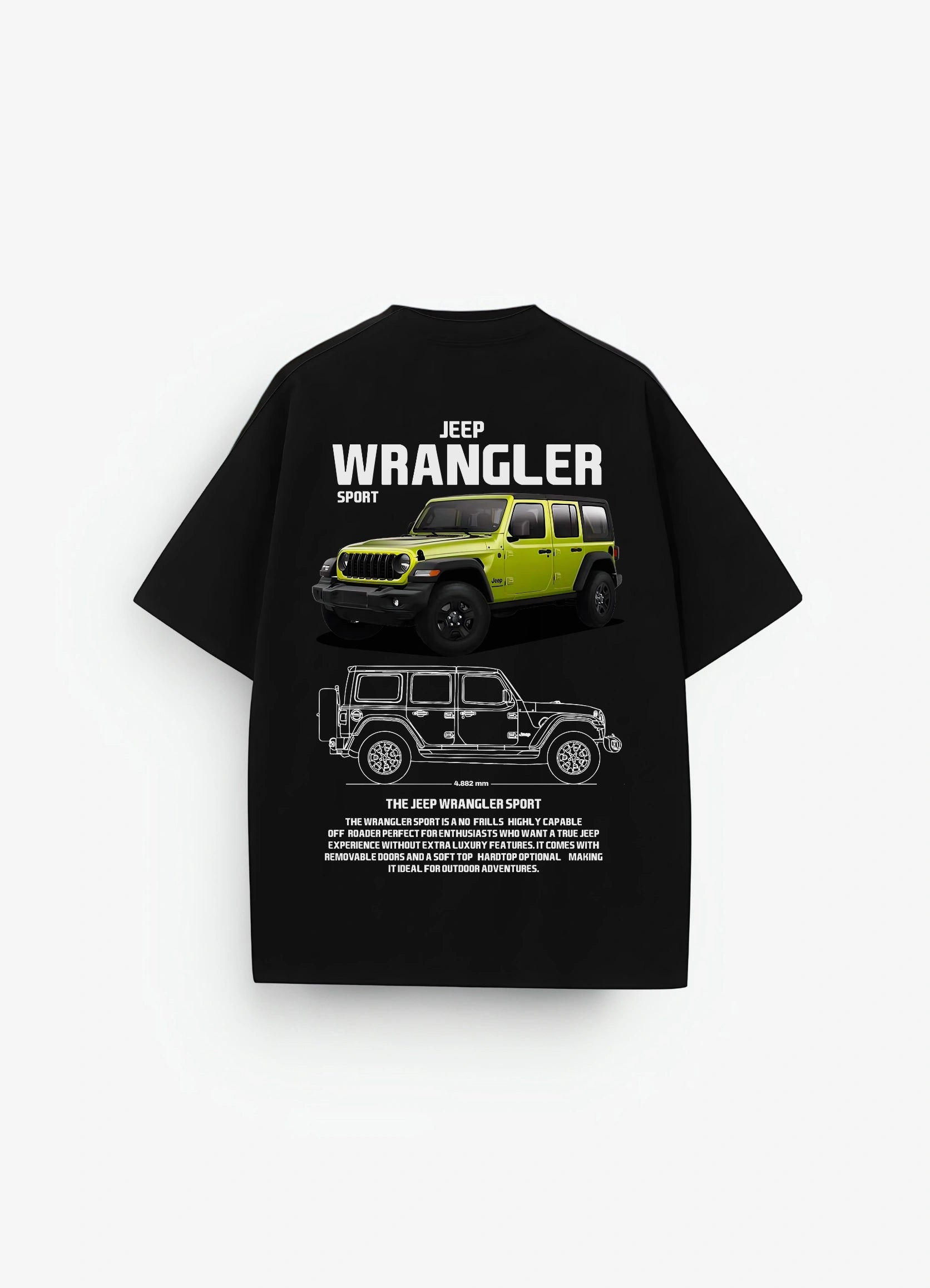 Jeep Wrangler Sport Oversized T-shirt Black - Strells