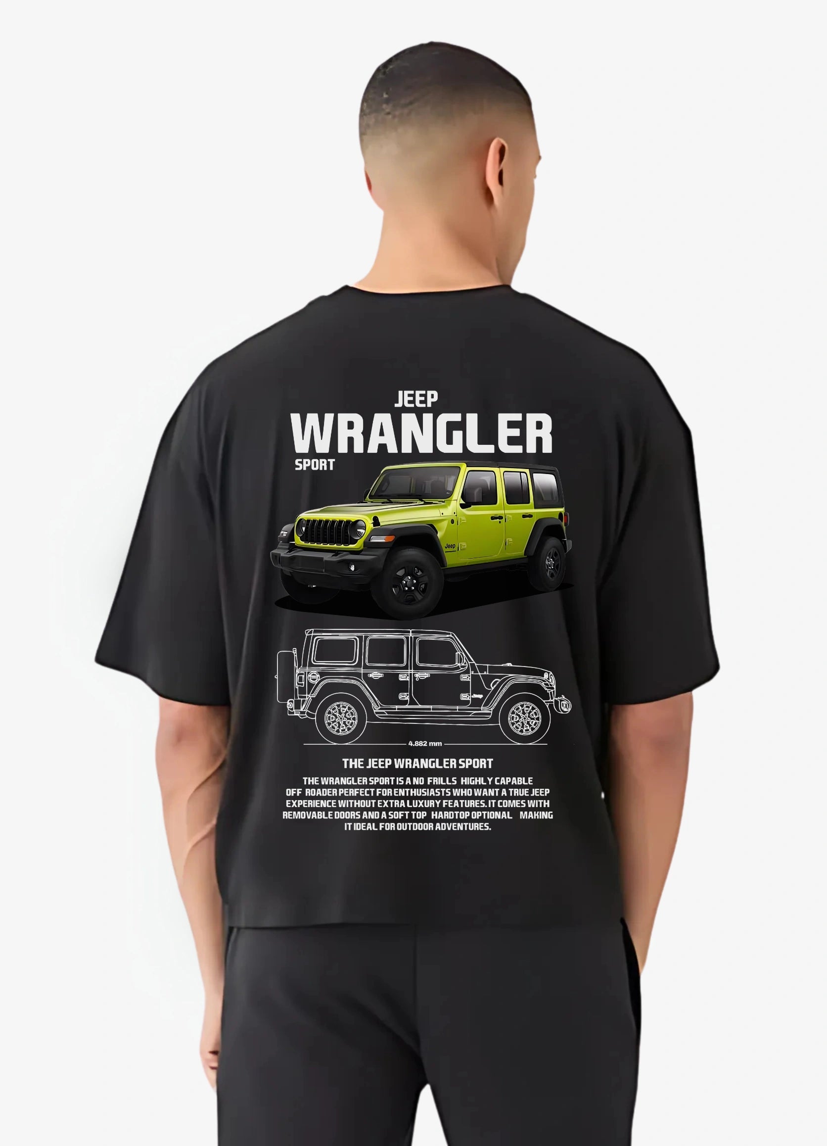 Jeep Wrangler Sport Oversized T-shirt Black - Strells