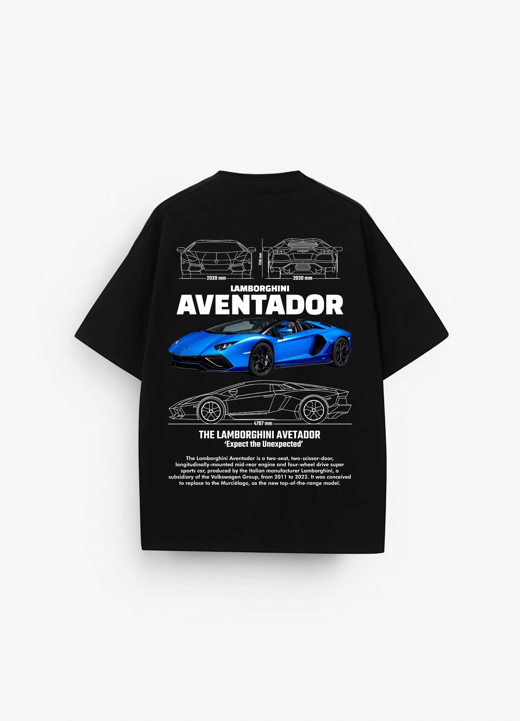 Lamborghini Aventador Oversized T-shirt Black - Strells