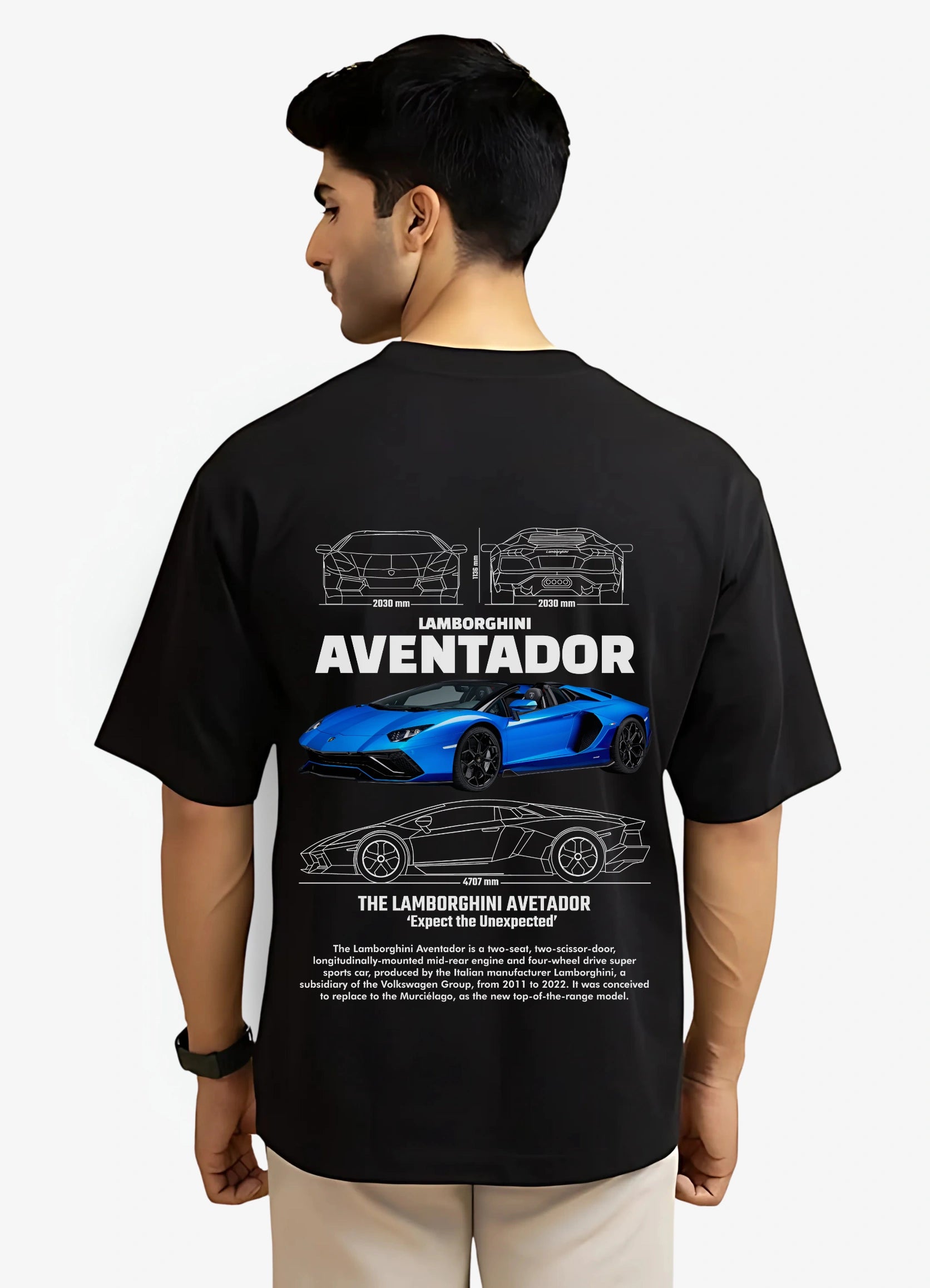 Lamborghini Aventador Oversized T-shirt Black - Strells