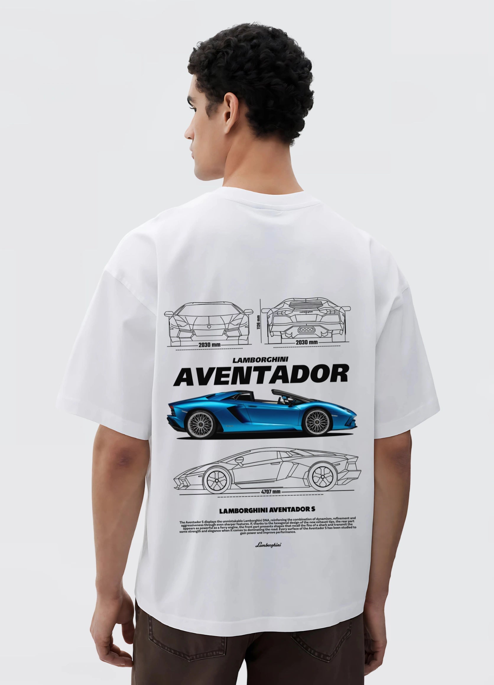 Lamborghini Aventador S Oversized T-shirt Off - white - Strells