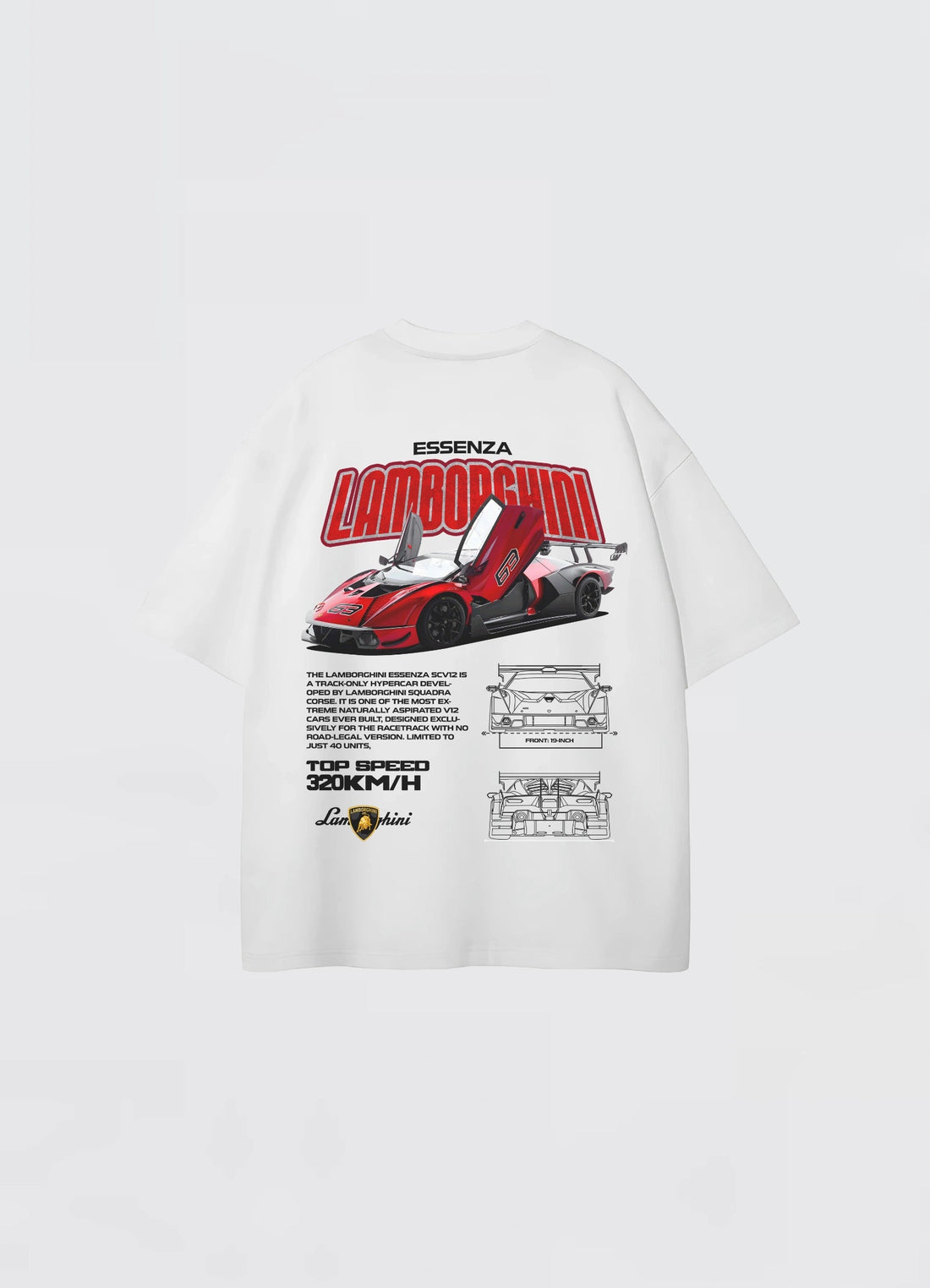 Lamborghini Essenza SC V12 Oversized T-shirt Off - white - Strells
