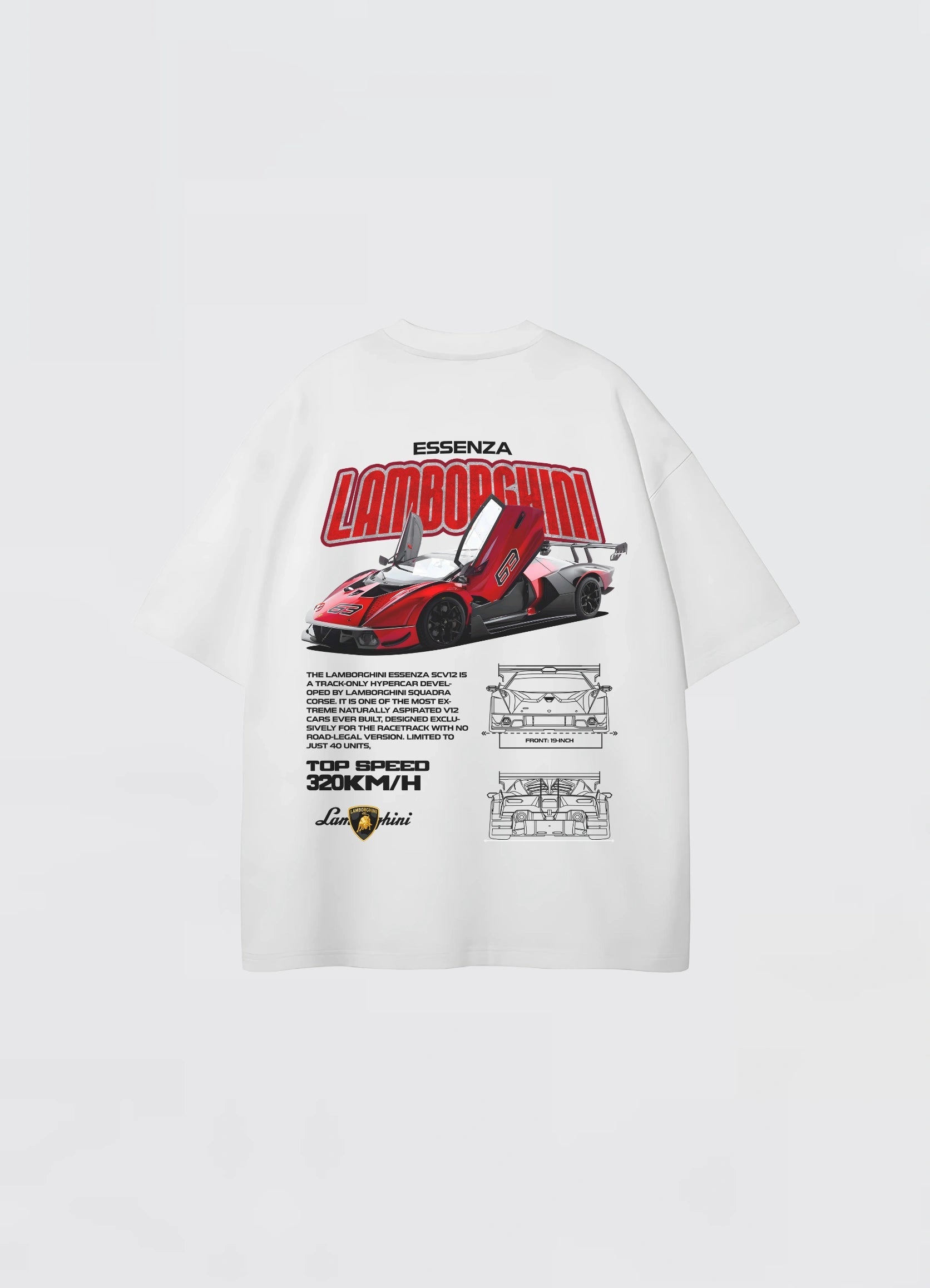 Lamborghini Essenza SC V12 Oversized T-shirt Off - white - Strells